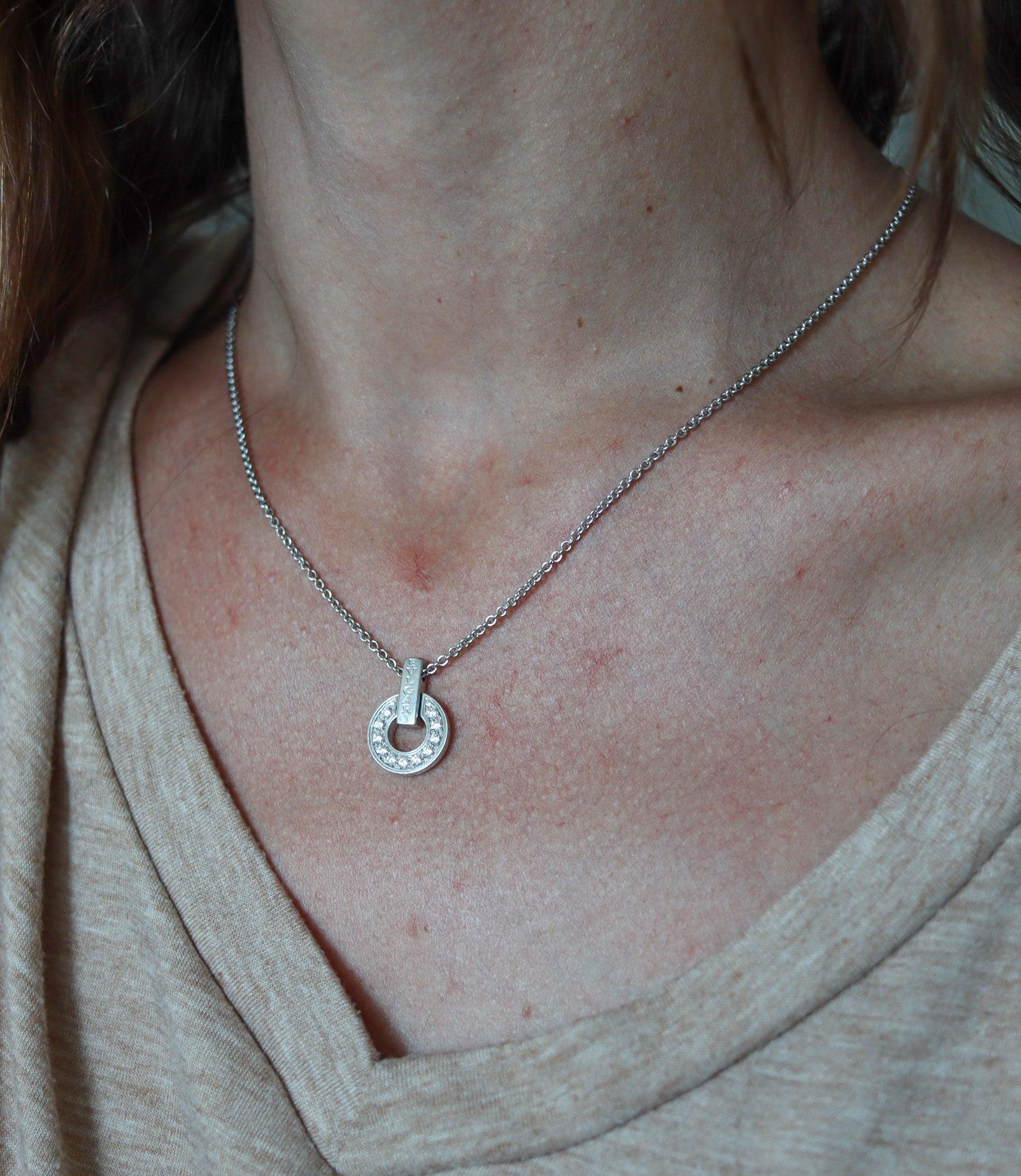 A Bvlgari-Bvlgari necklace chain designed by Bvlgari.

This is a beautiful contemporary necklace-chain created in Italy by the jewelry house of Bvlgari, back in  the 2000's. The necklace is part of the Bvlgari-Bvlgari collection and has been crafted