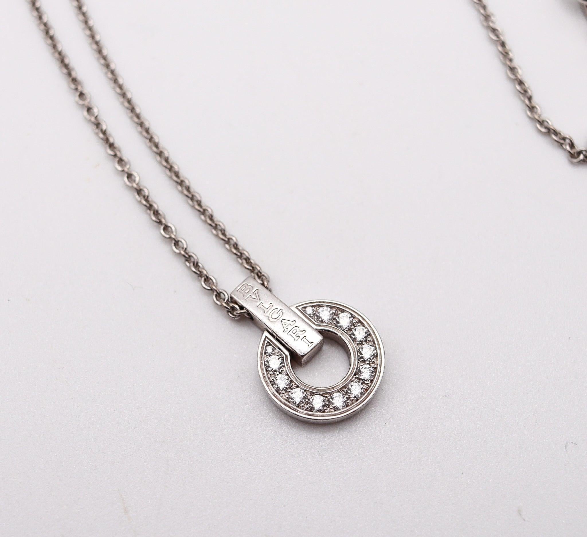 Women's BULGARI Milano Bvlgari-Bvlgari Pendant Necklace 18Kt White Gold and VS Diamonds For Sale