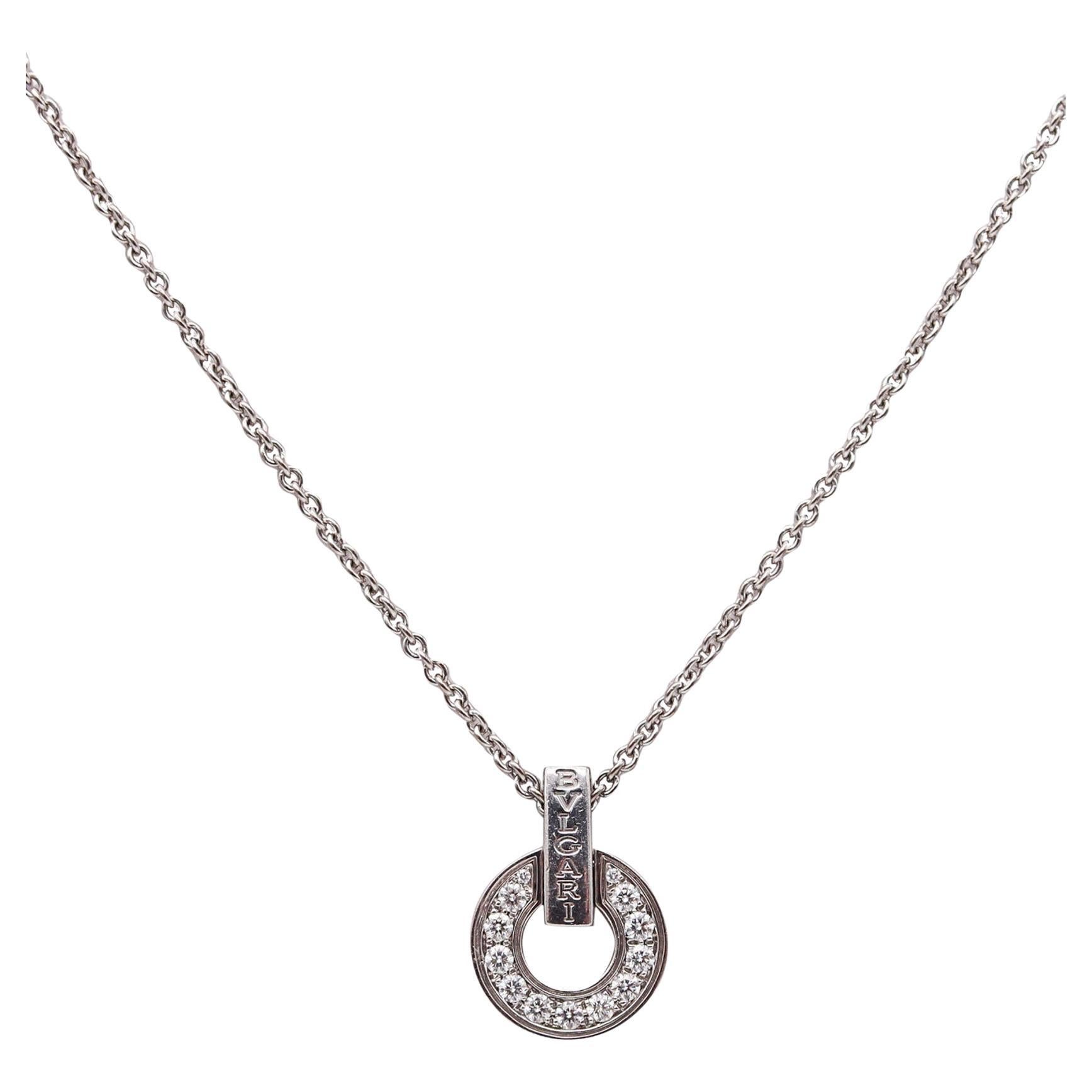 BULGARI Milano Bvlgari-Bvlgari Pendant Necklace 18Kt White Gold and VS Diamonds For Sale