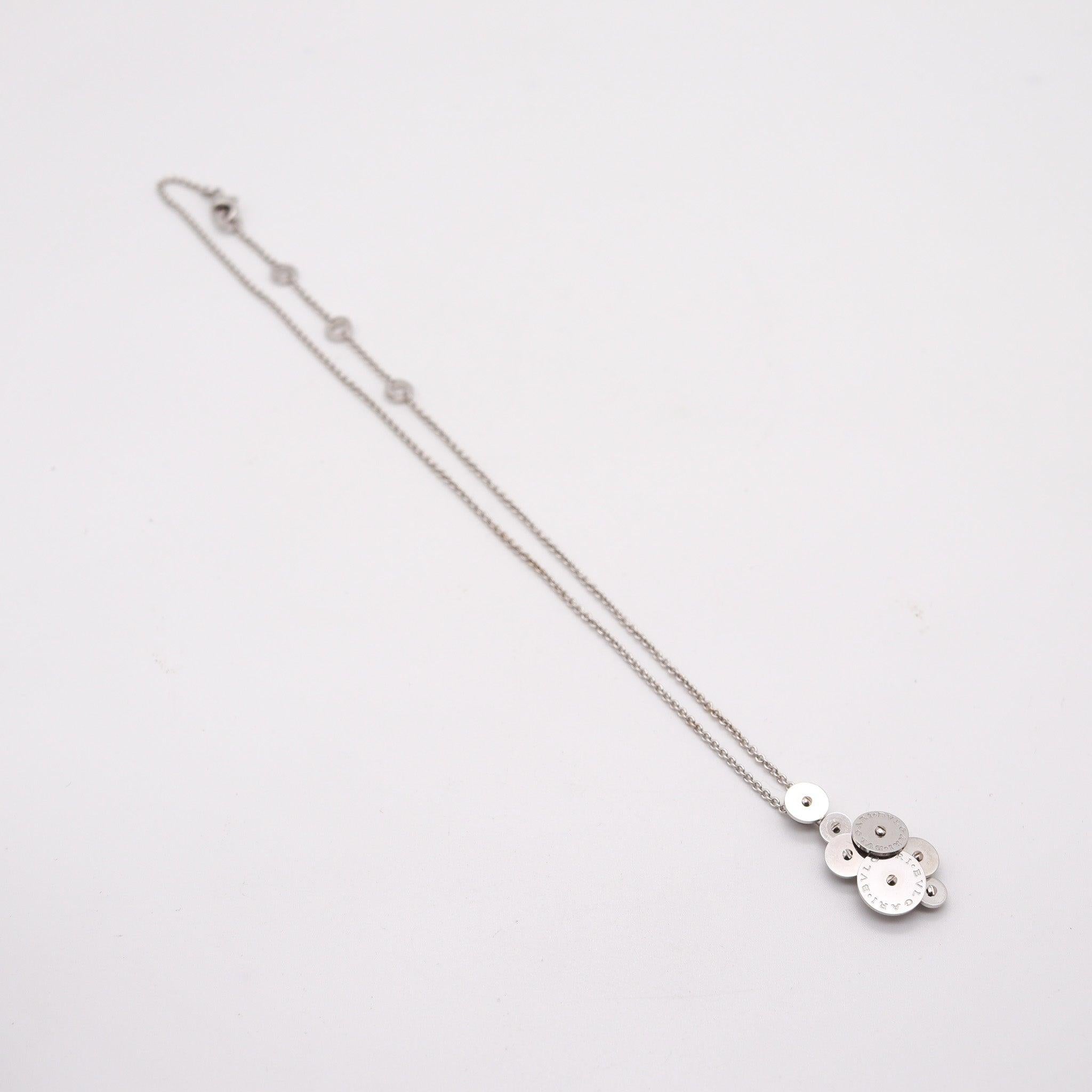 Moderniste BULGARI Milano - Collier à pendentifs en or blanc 18 carats et cercles cinétiques 