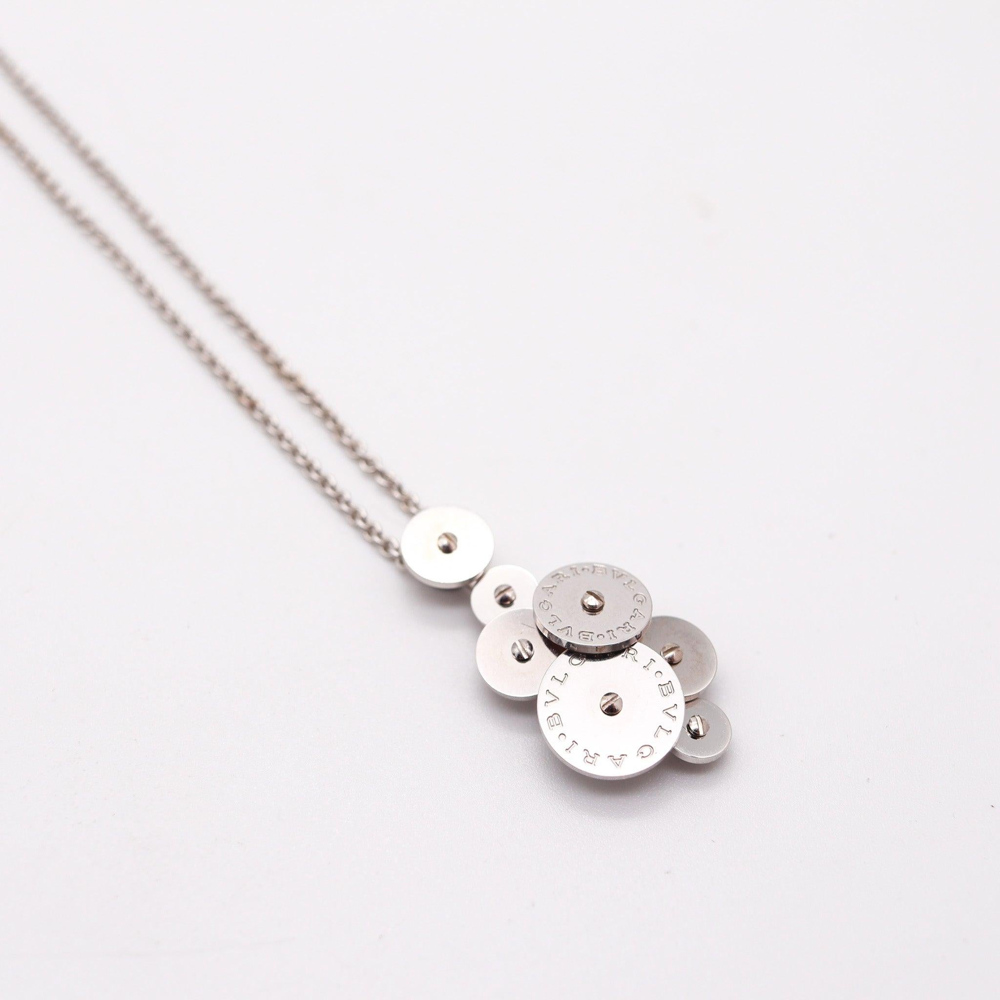 BULGARI Milano - Collier à pendentifs en or blanc 18 carats et cercles cinétiques 
