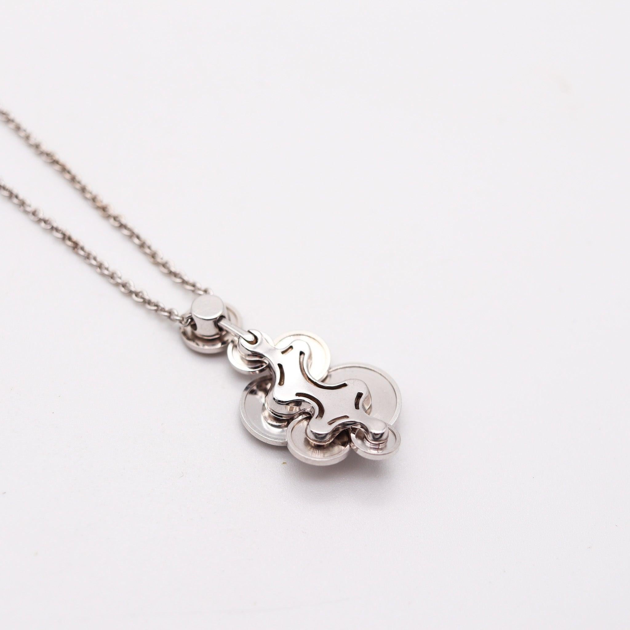 BULGARI Milano - Collier à pendentifs en or blanc 18 carats et cercles cinétiques 
