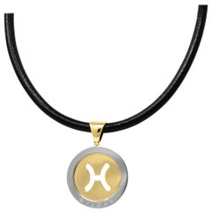 Bulgari Modern 18 Karat Gold Steel Gemini Zodiac Tondo Pendant Necklace