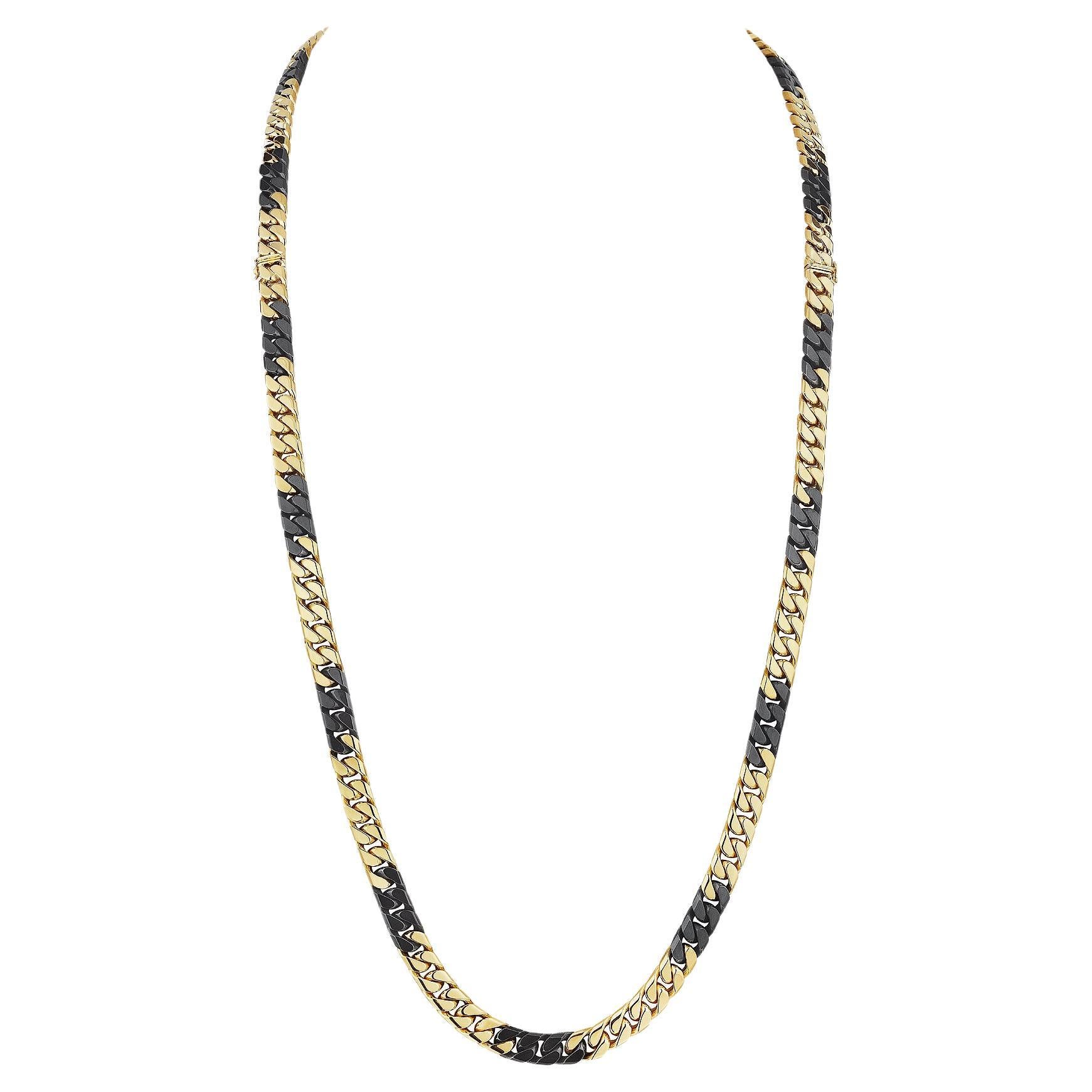 Bulgari Modernist Gold Steel Long Curb Link Necklace