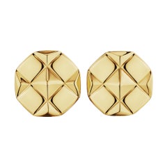 Bulgari Clips d'oreilles boutons modernistes en or matelassé