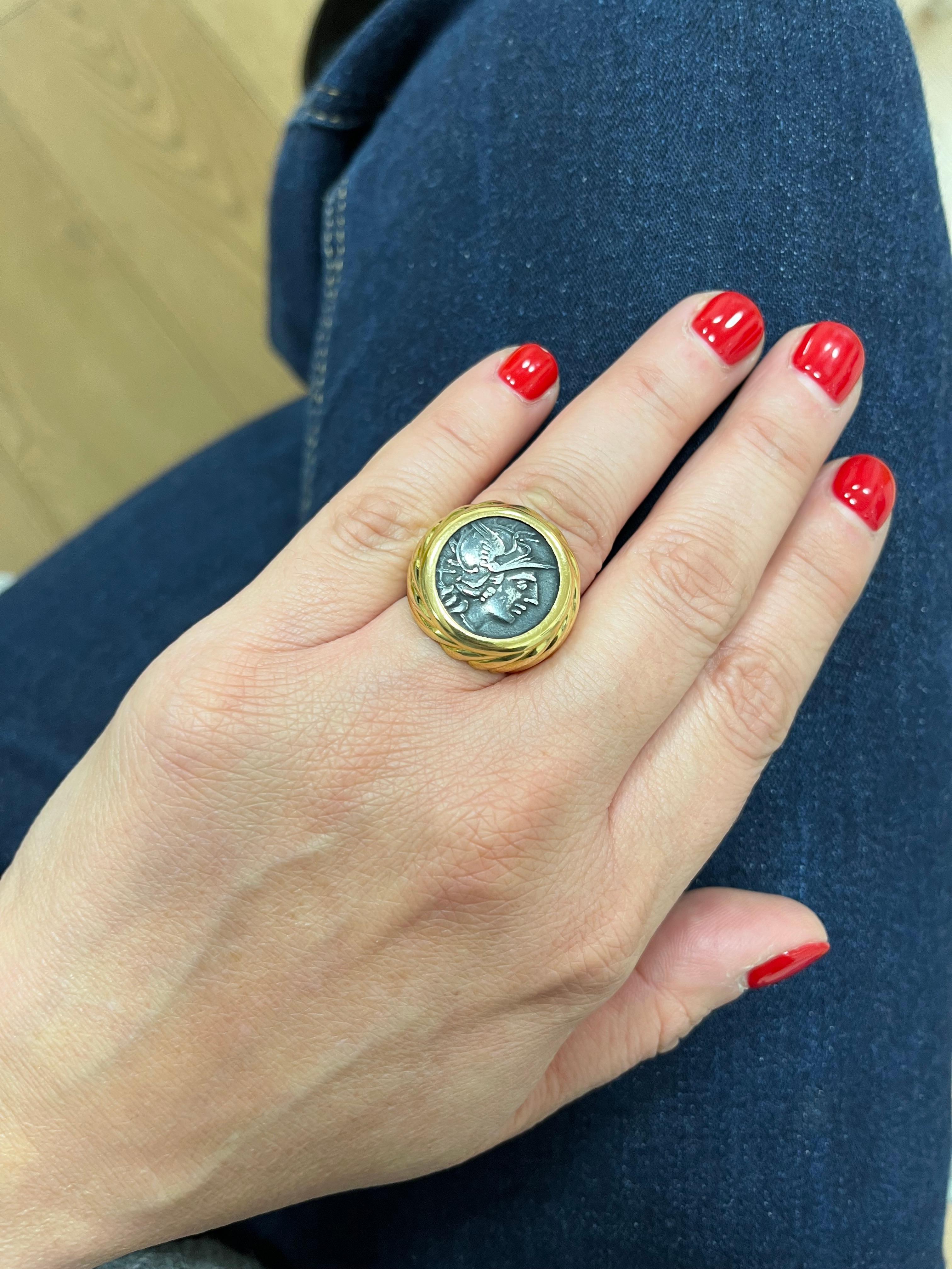 Bulgari Coins 18 Kt. Yellow Gold Antique Coin Ring For Sale 3