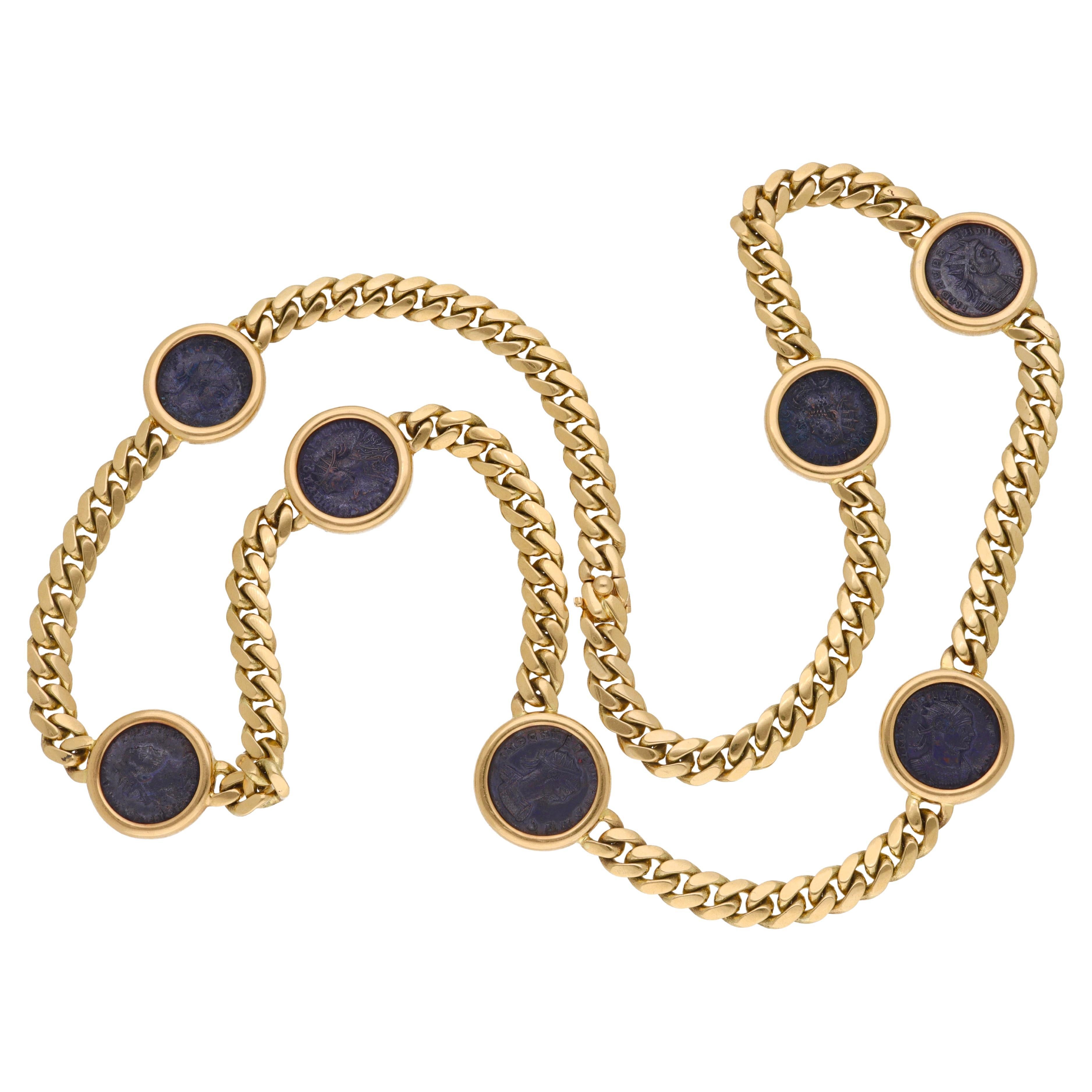 Bulgari Monete 18 Kt. Yellow Gold Necklace Seven Coins