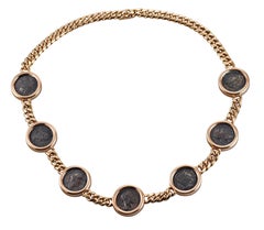 Bulgari Monete 7 Ancient Coin Diamond Rose Gold Necklace