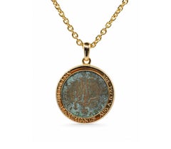 Collana Bulgari Monete con moneta antica in bronzo e oro giallo 18 carati