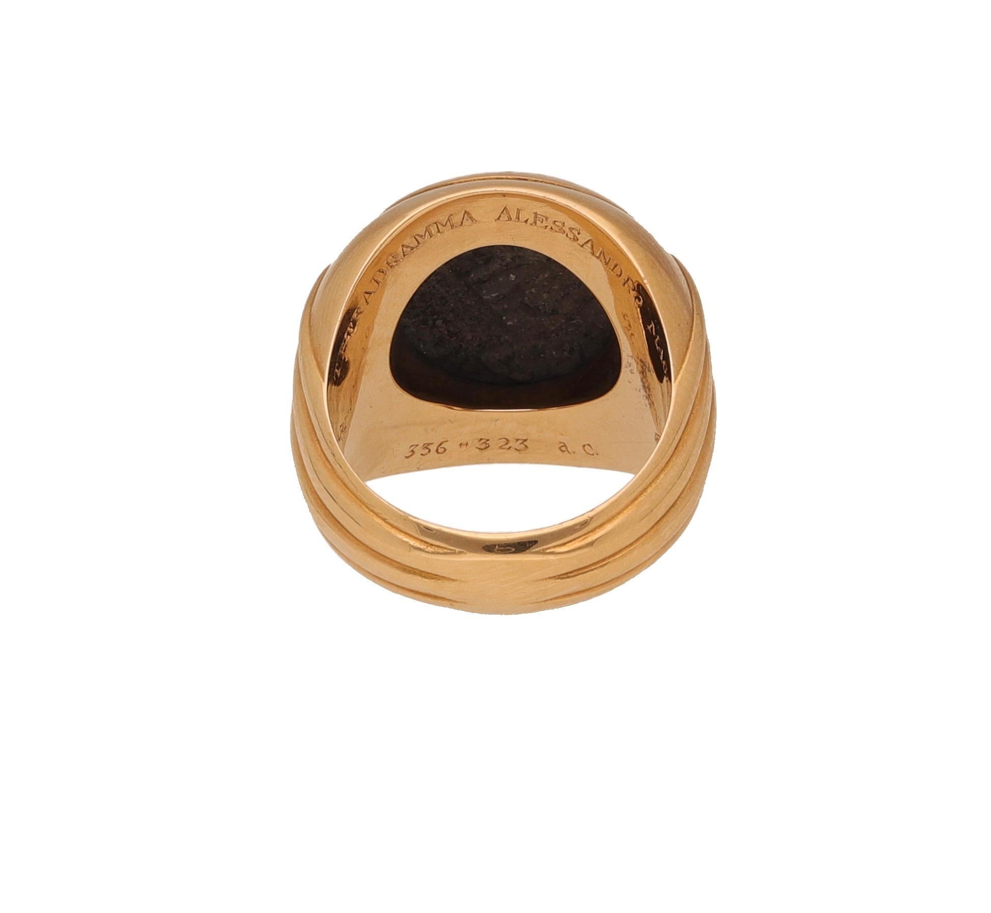 Bulgari Monete Ancient Coin 18 Karat Yellow Gold Bold Ring In Excellent Condition In Rome, IT