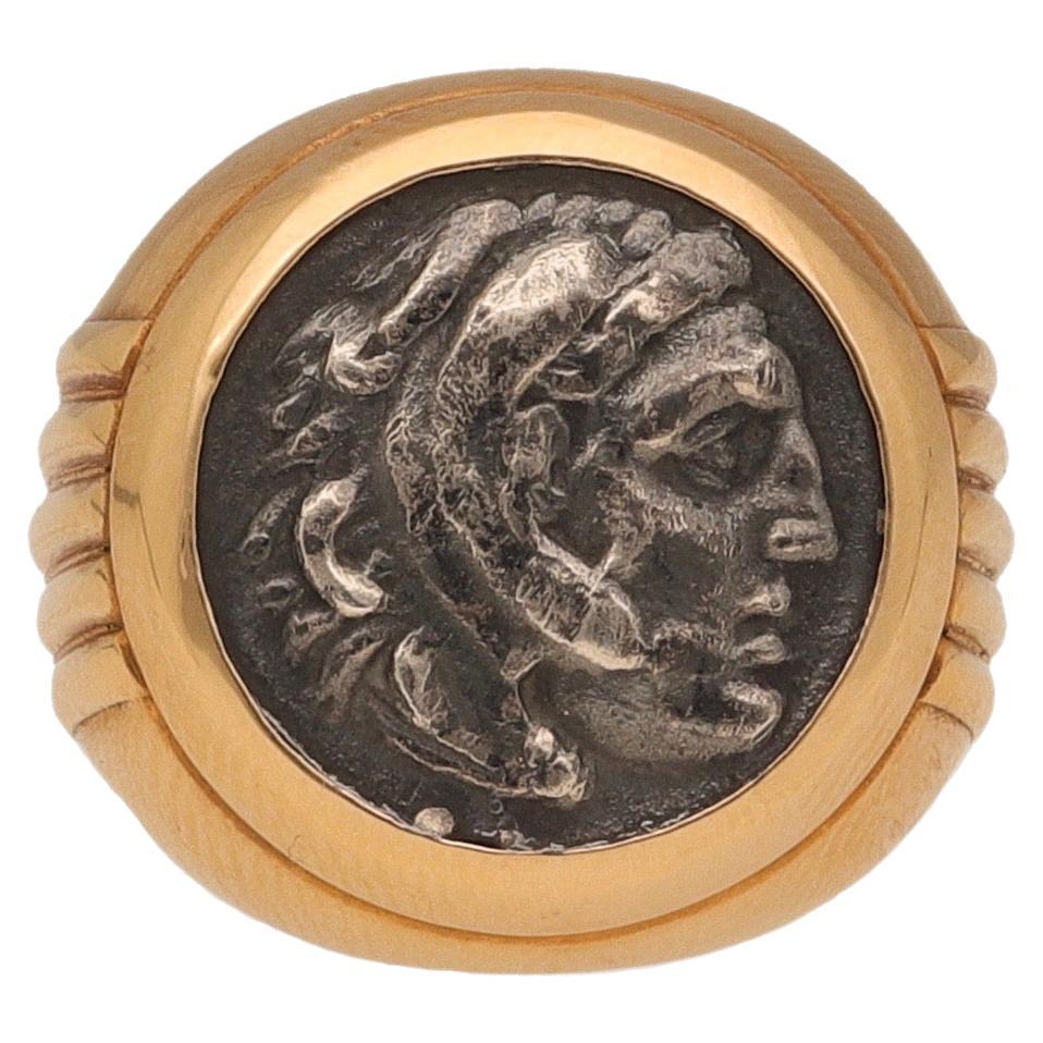 Bulgari Monete Ancient Coin 18 Karat Yellow Gold Bold Ring