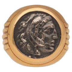 Bulgari Monete Ancient Coin 18 Karat Yellow Gold Bold Ring