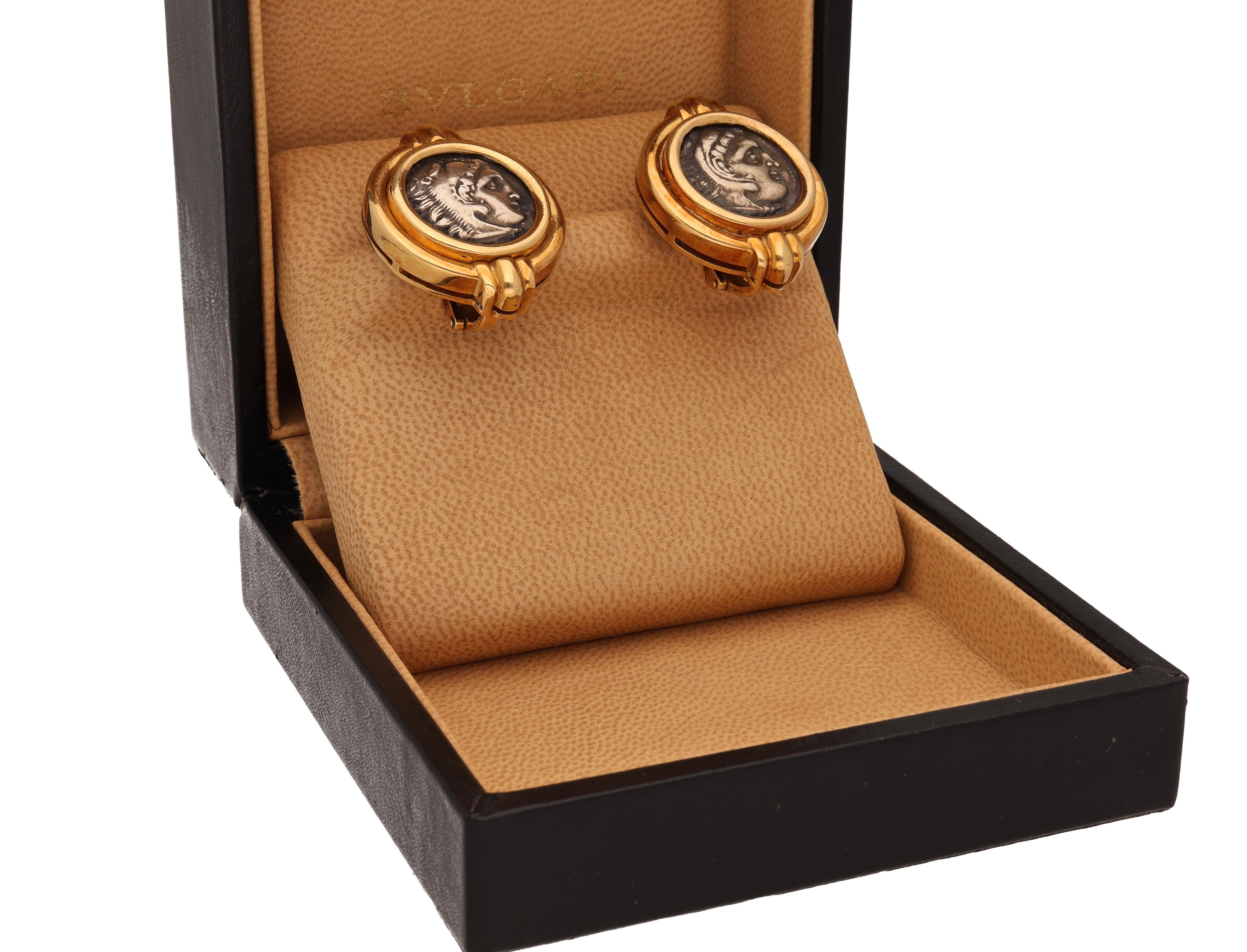 Modern Bulgari Monete Ancient Coin 18 Karat Yellow Gold Earrings