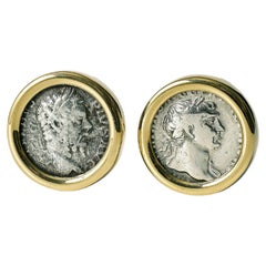 Bulgari monete ancient coin 18k gold earrings.