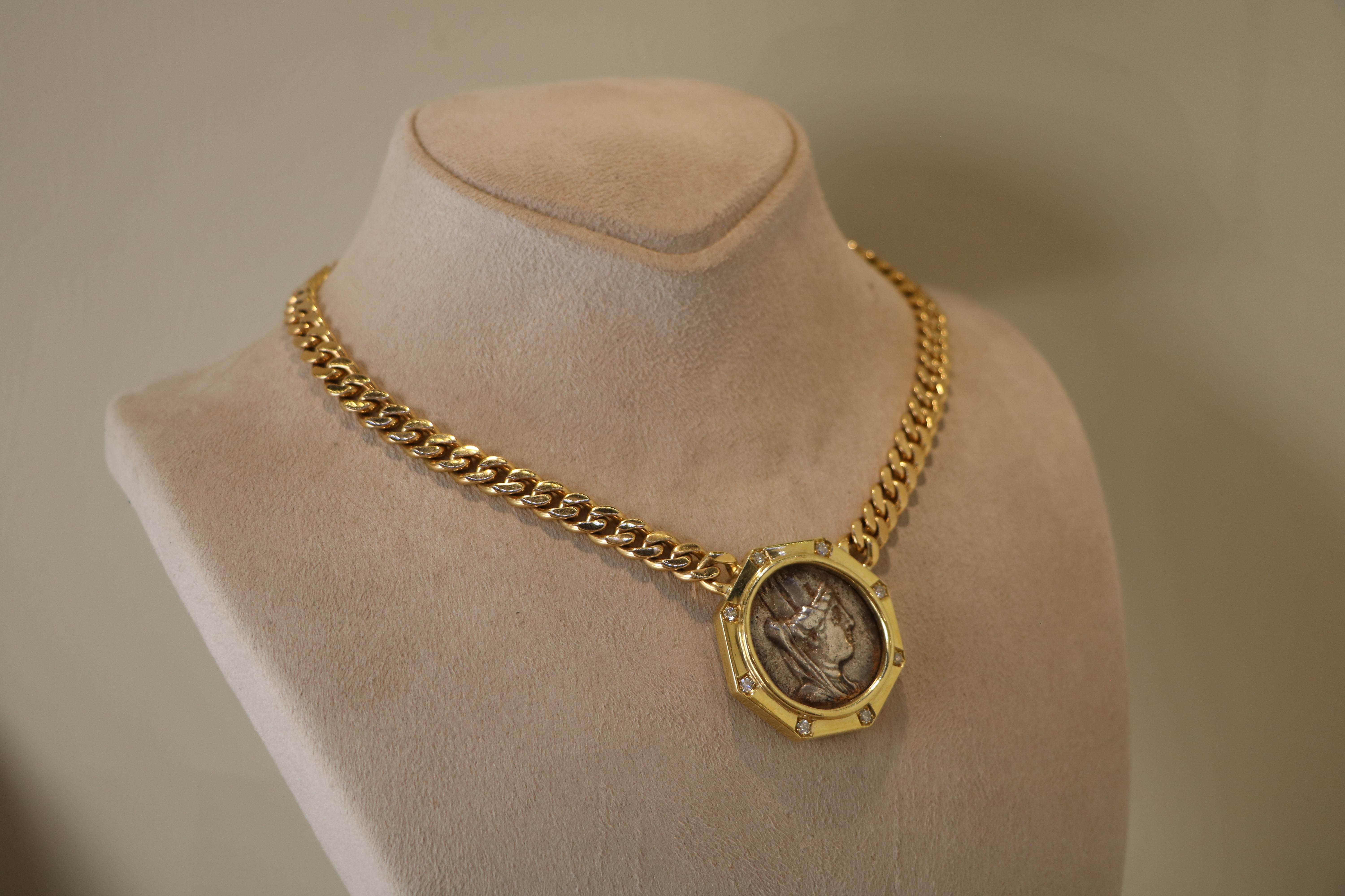 Women's or Men's Bulgari 'Monete' Ancient Coin and Gold Necklace