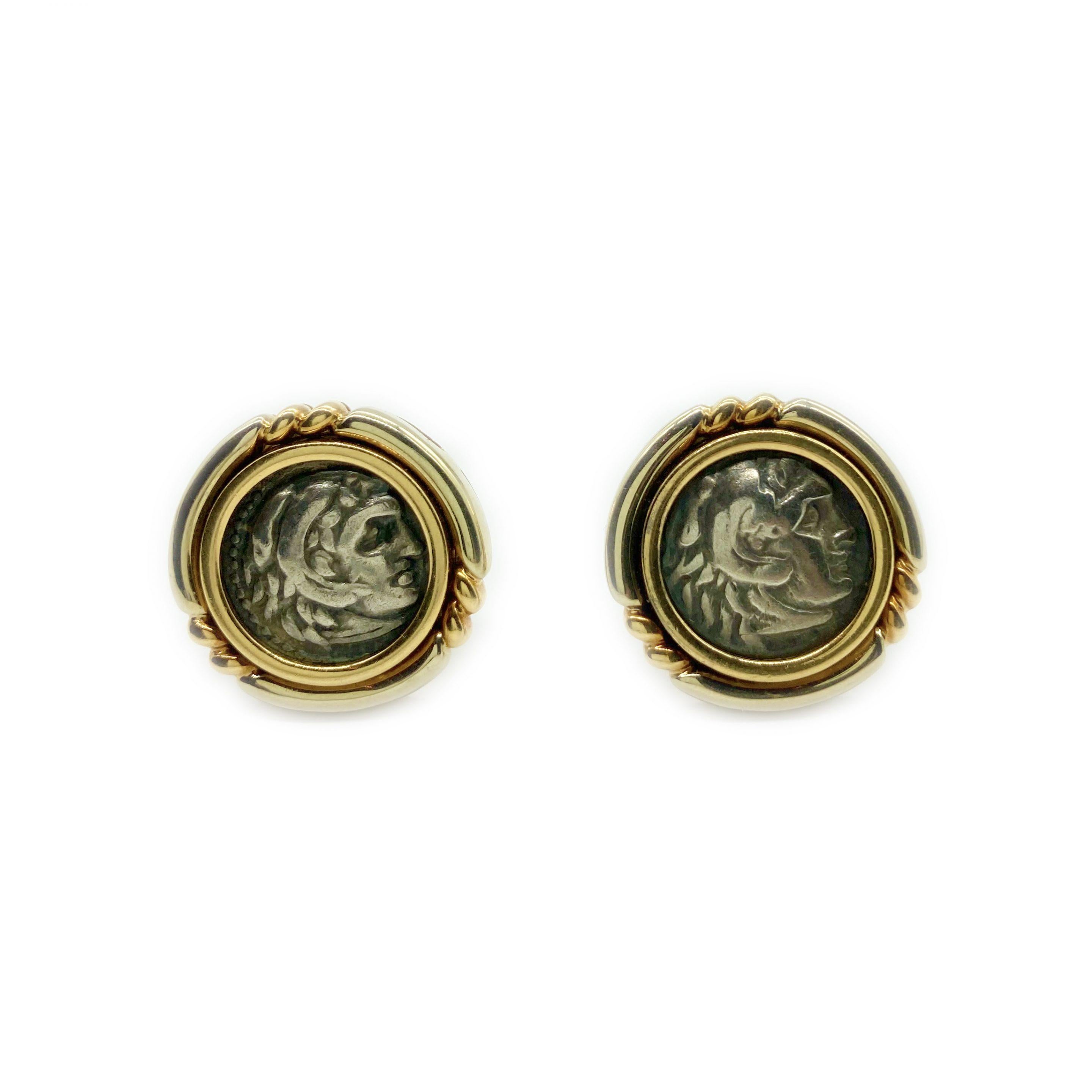 Bulgari Monete Ancient Coin Earclips In Excellent Condition In New York, NY