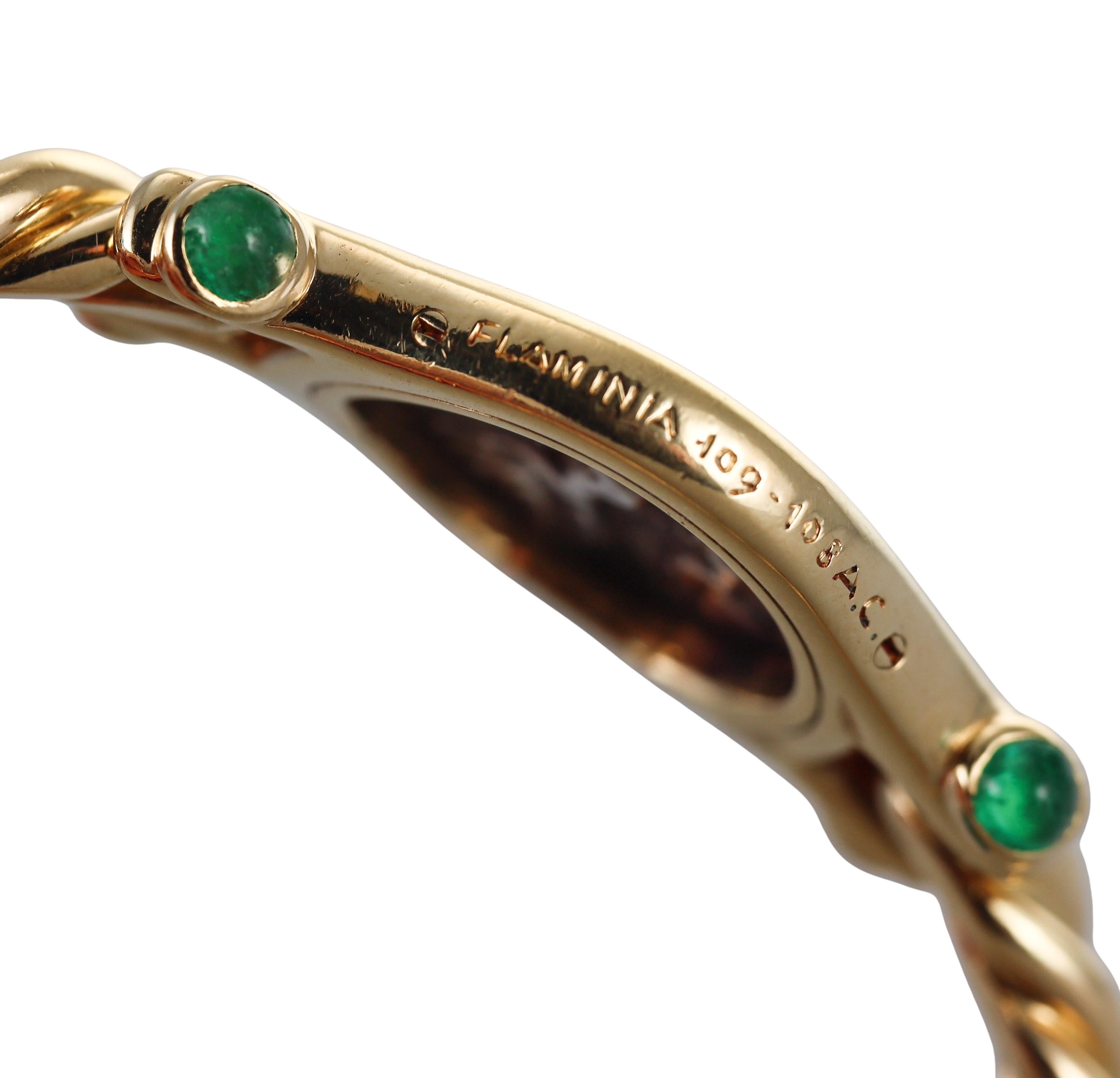 Bulgari Flaminia 109-108 avant J.-C. Bracelet en or jaune Emeraude en vente 1