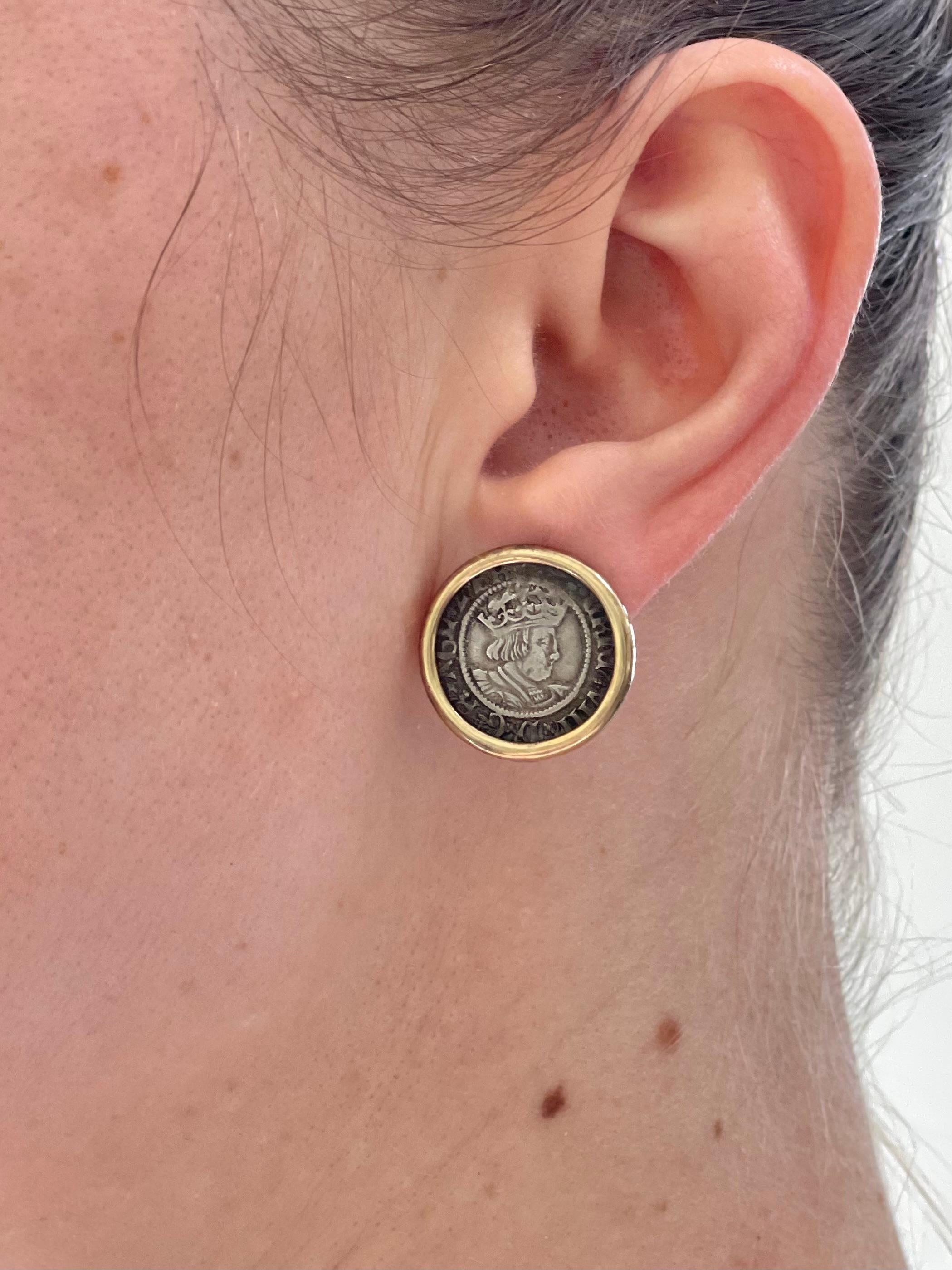 Bulgari Monete-Ohrringe aus Gold mit antiker Münze im Angebot 1