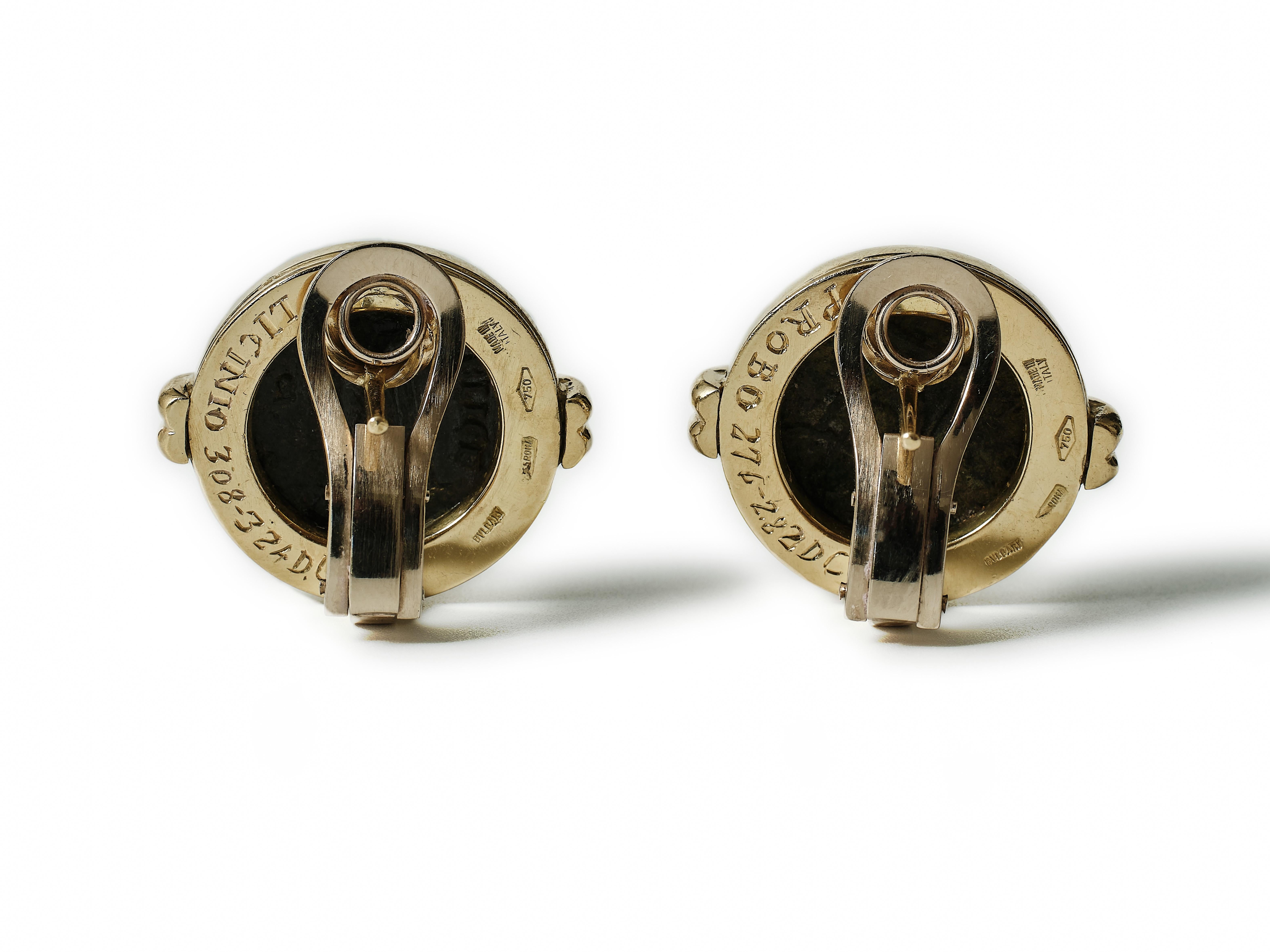 Women's Bulgari Monete Ancient Coin Gold Earrings For Sale