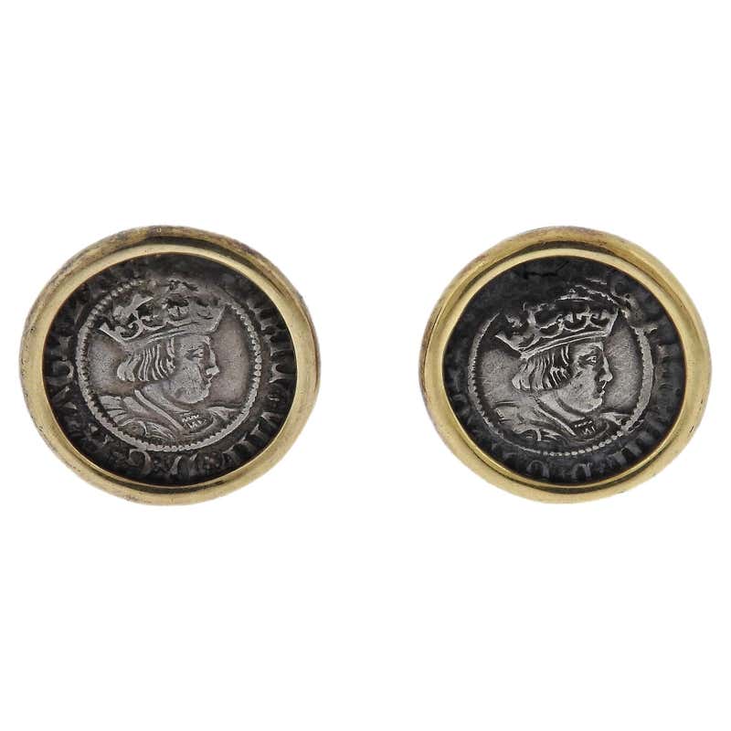Cold Coin Earrings and Ring For Sale at 1stDibs