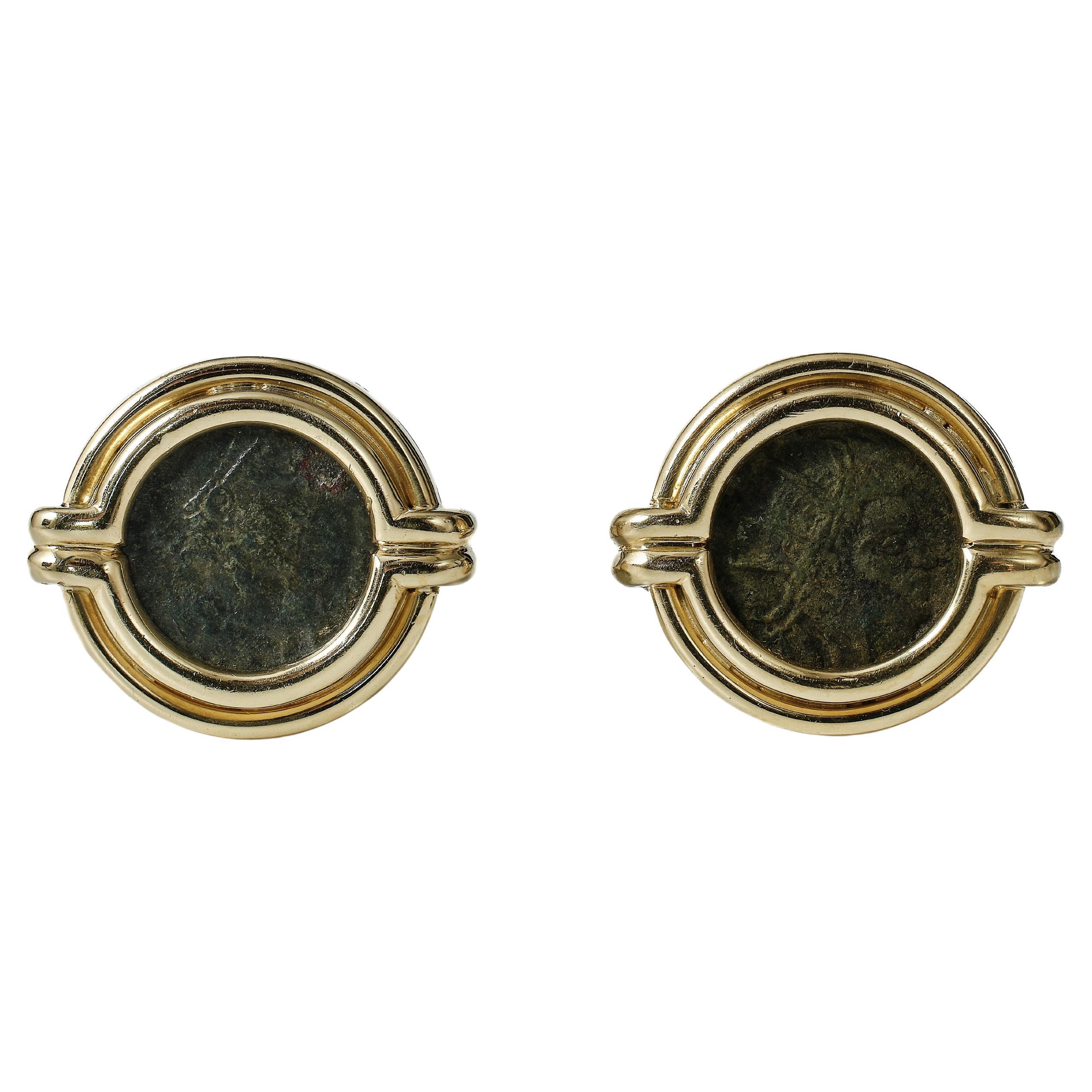 Bulgari Monete Ancient Coin Gold Earrings