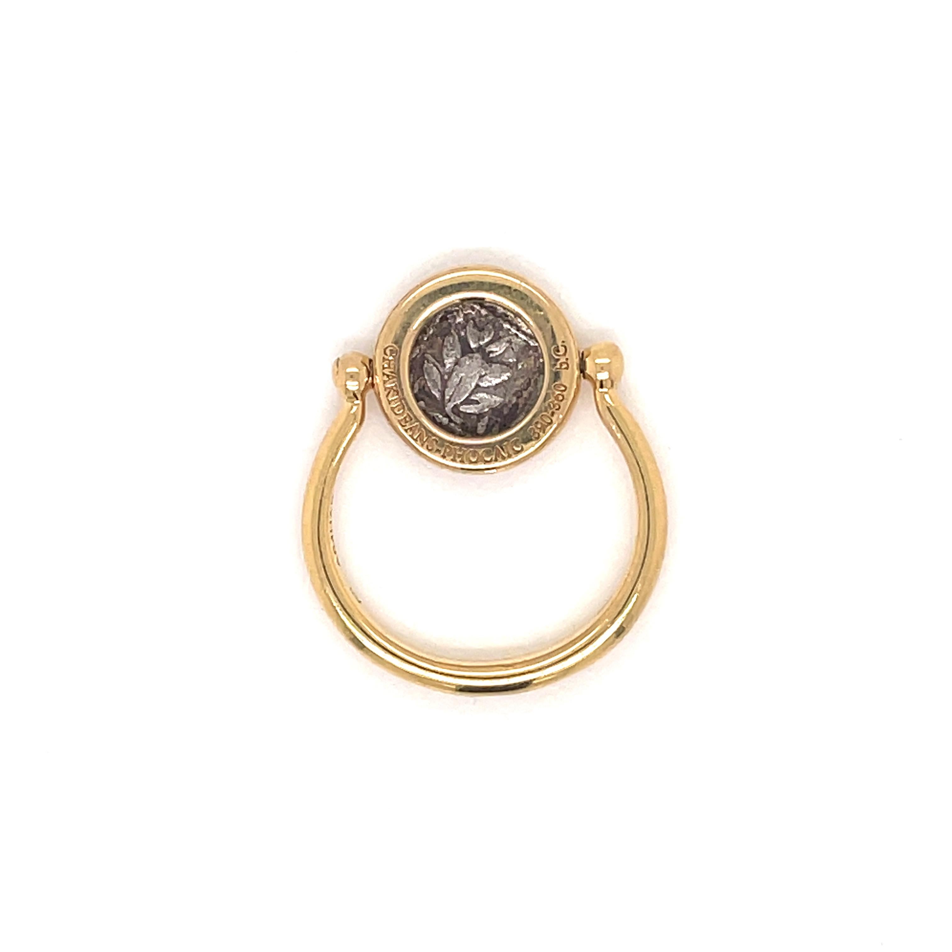 Bulgari 18k gold ring from Monete collection, featuring 12mm ancient 