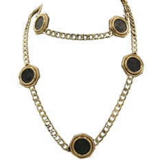 Bulgari Monete Antike Münze Halskette Acht Münzen 1980er Jahre lange Kette 34"