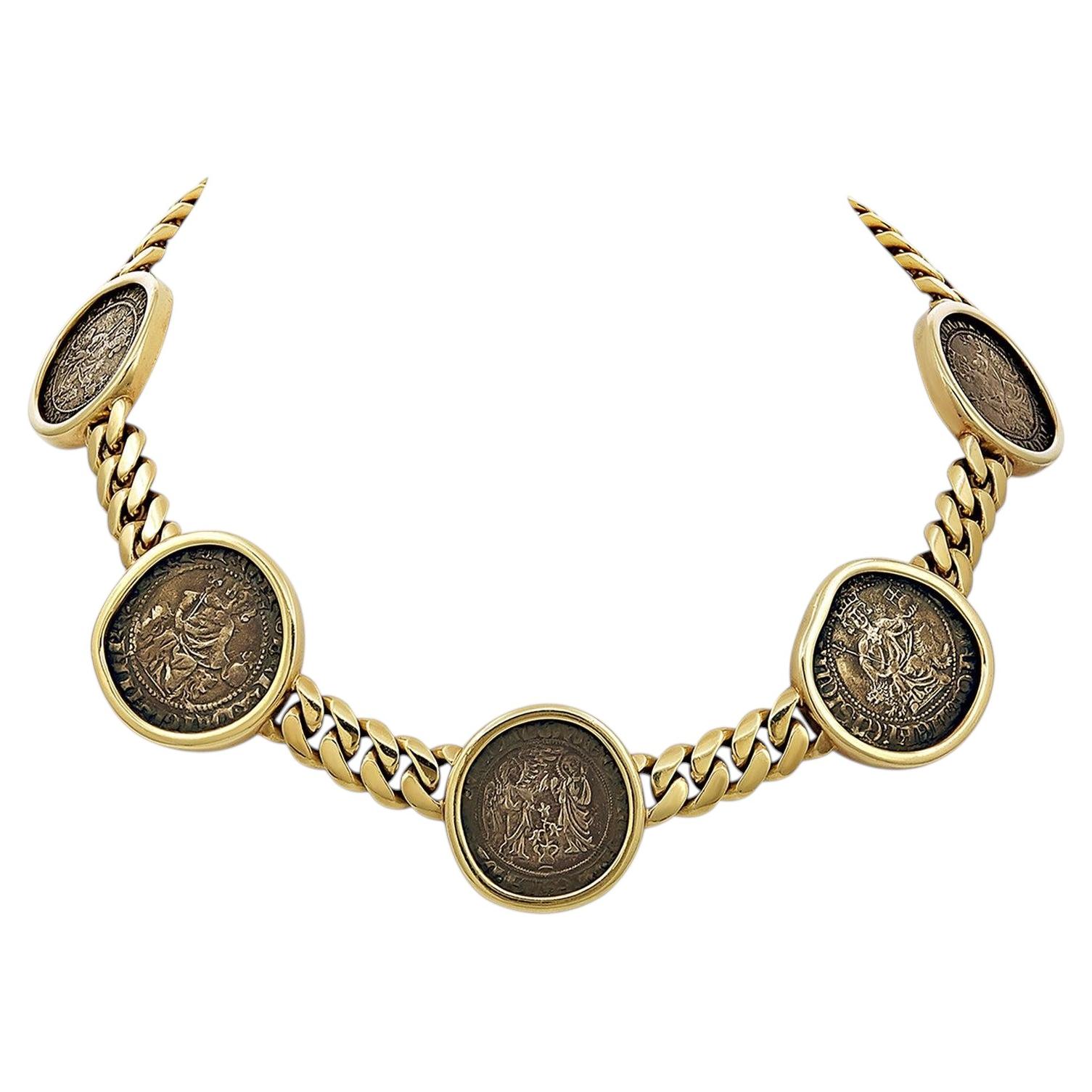 Collier « Monete » de Bulgari, avec pendentif en forme de pièce de monnaie antique vintage
