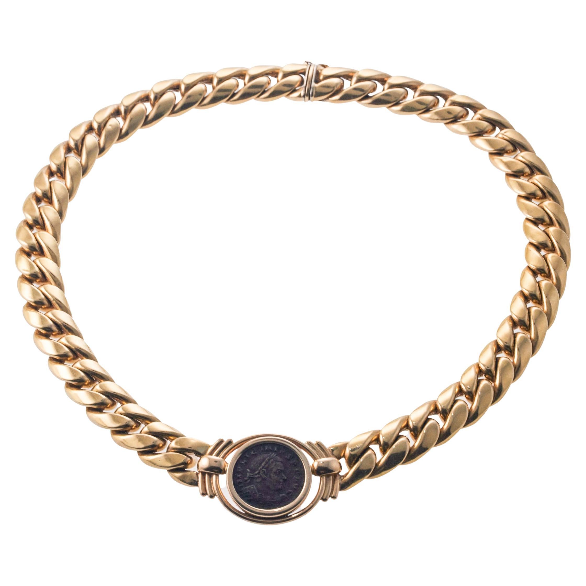 Bvlgari Bulgari Monete Ancient Roman Coin Gold Leather Pendant Necklace |  Leather corded necklace, Gold leather, Gold pendant necklace
