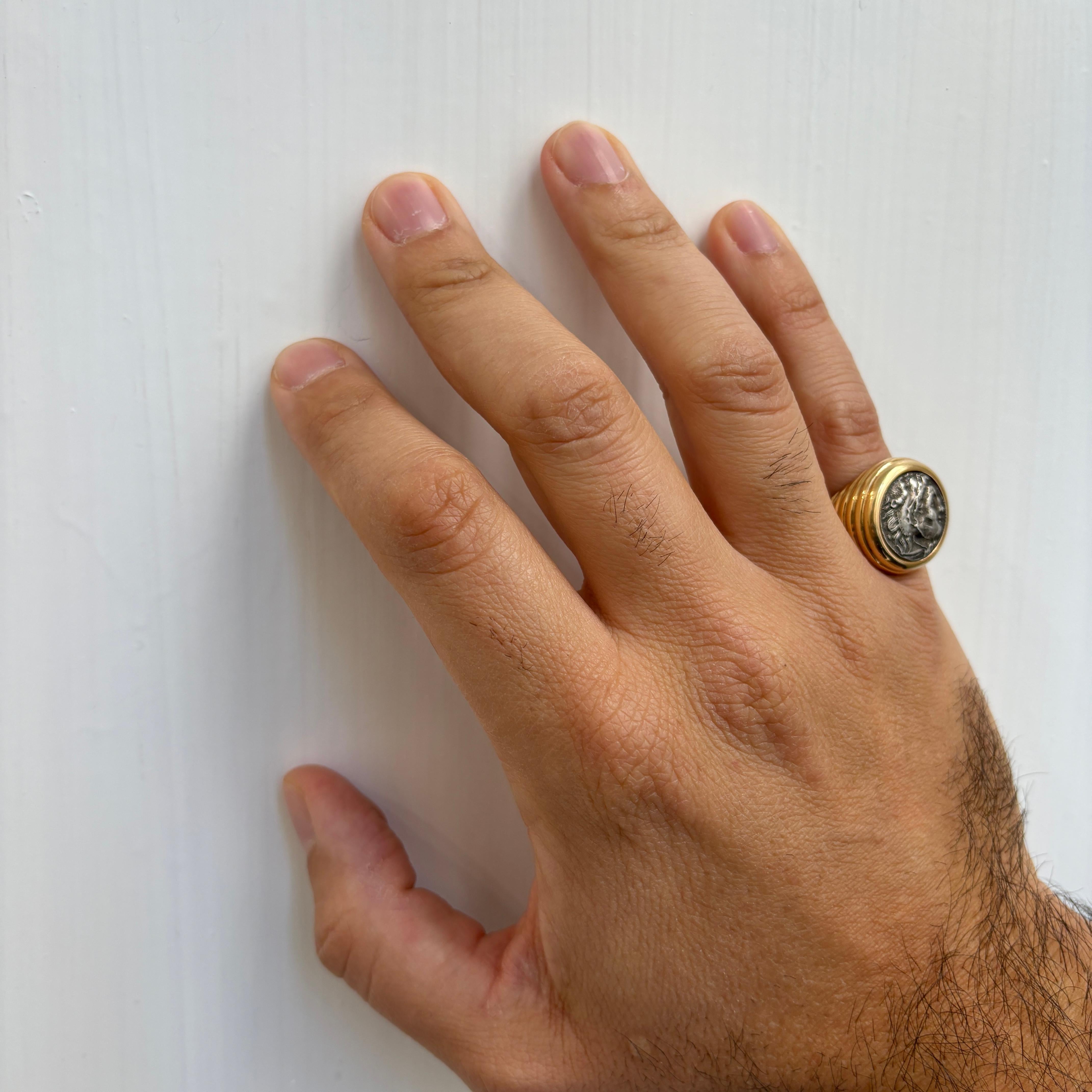Bulgari Monete Antikes Silber Alessandro Magno Münze Gold Bold Ring 6