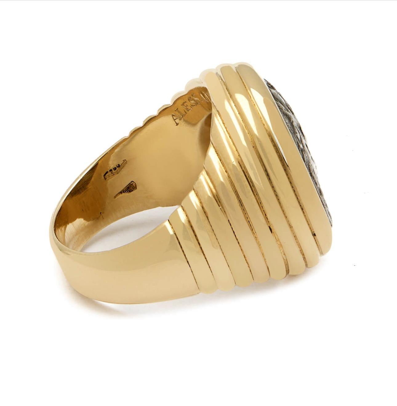 Bulgari Monete Antikes Silber Alessandro Magno Münze Gold Bold Ring im Zustand „Hervorragend“ in Napoli, NA