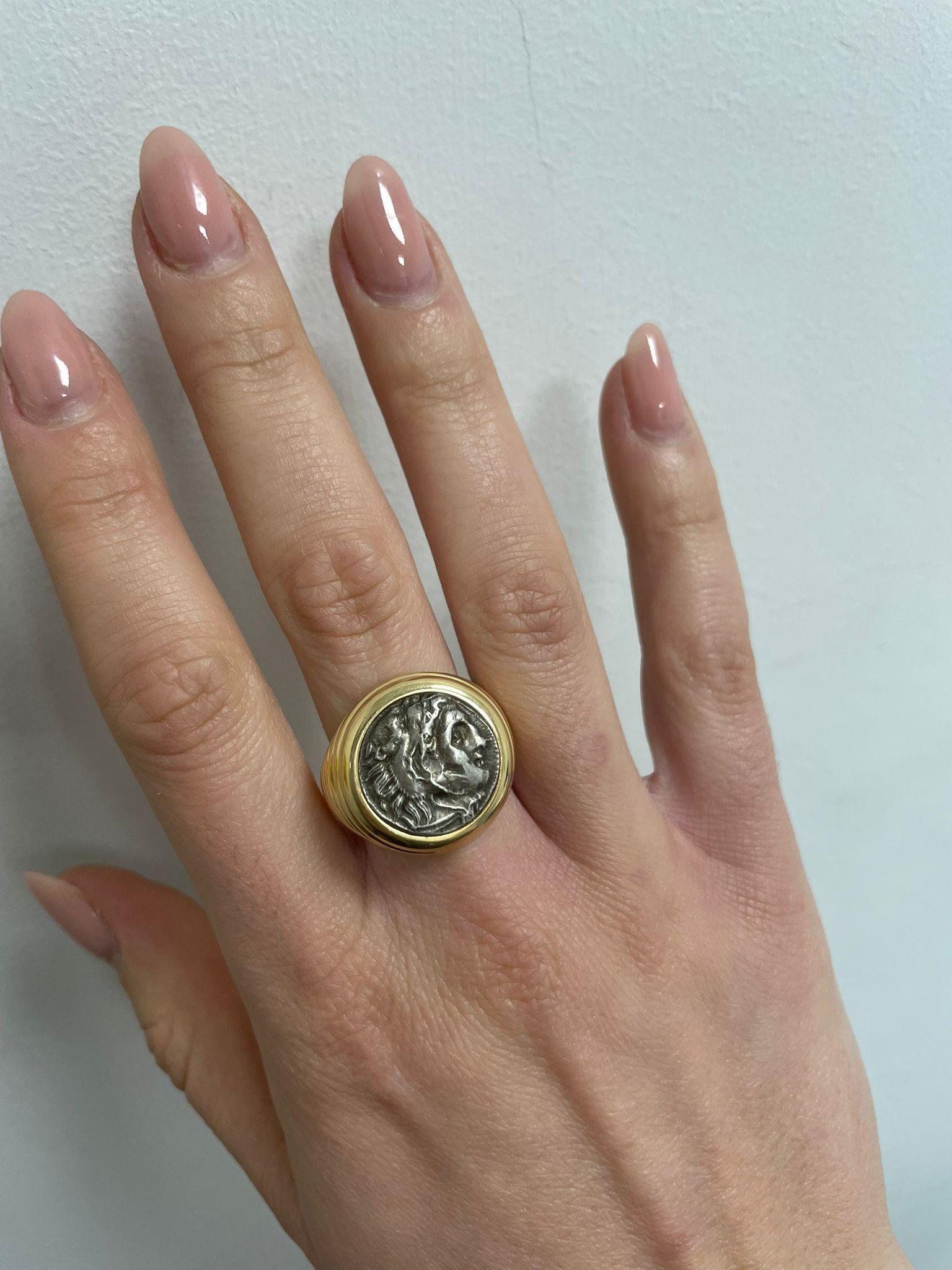 Bulgari Monete Antikes Silber Alessandro Magno Münze Gold Bold Ring 1