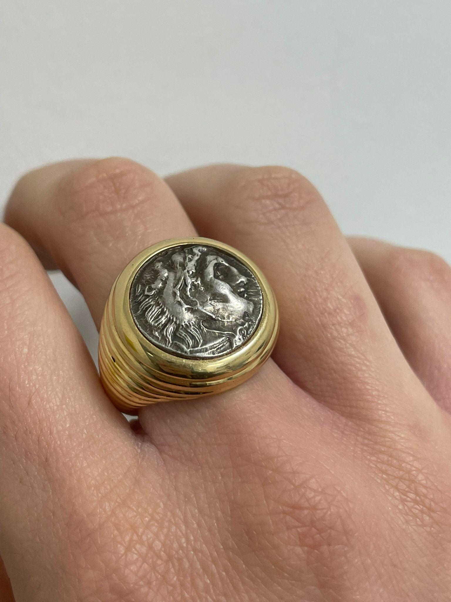 Bulgari Monete Antikes Silber Alessandro Magno Münze Gold Bold Ring 2