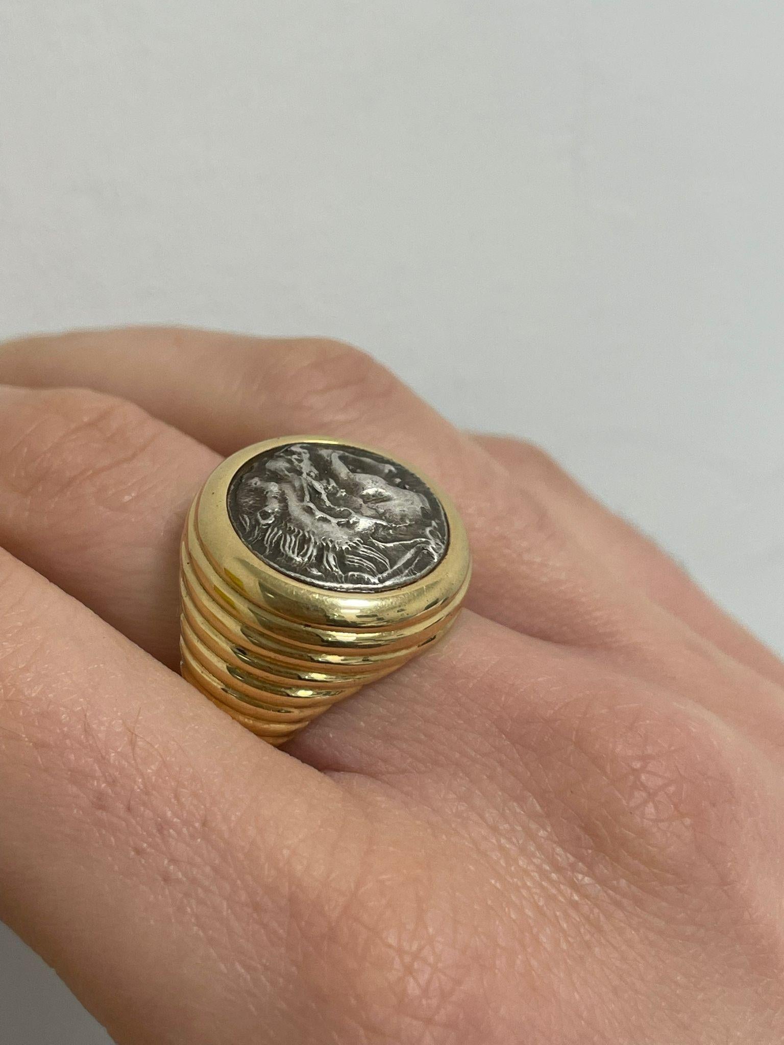 Bulgari Monete Antikes Silber Alessandro Magno Münze Gold Bold Ring 4