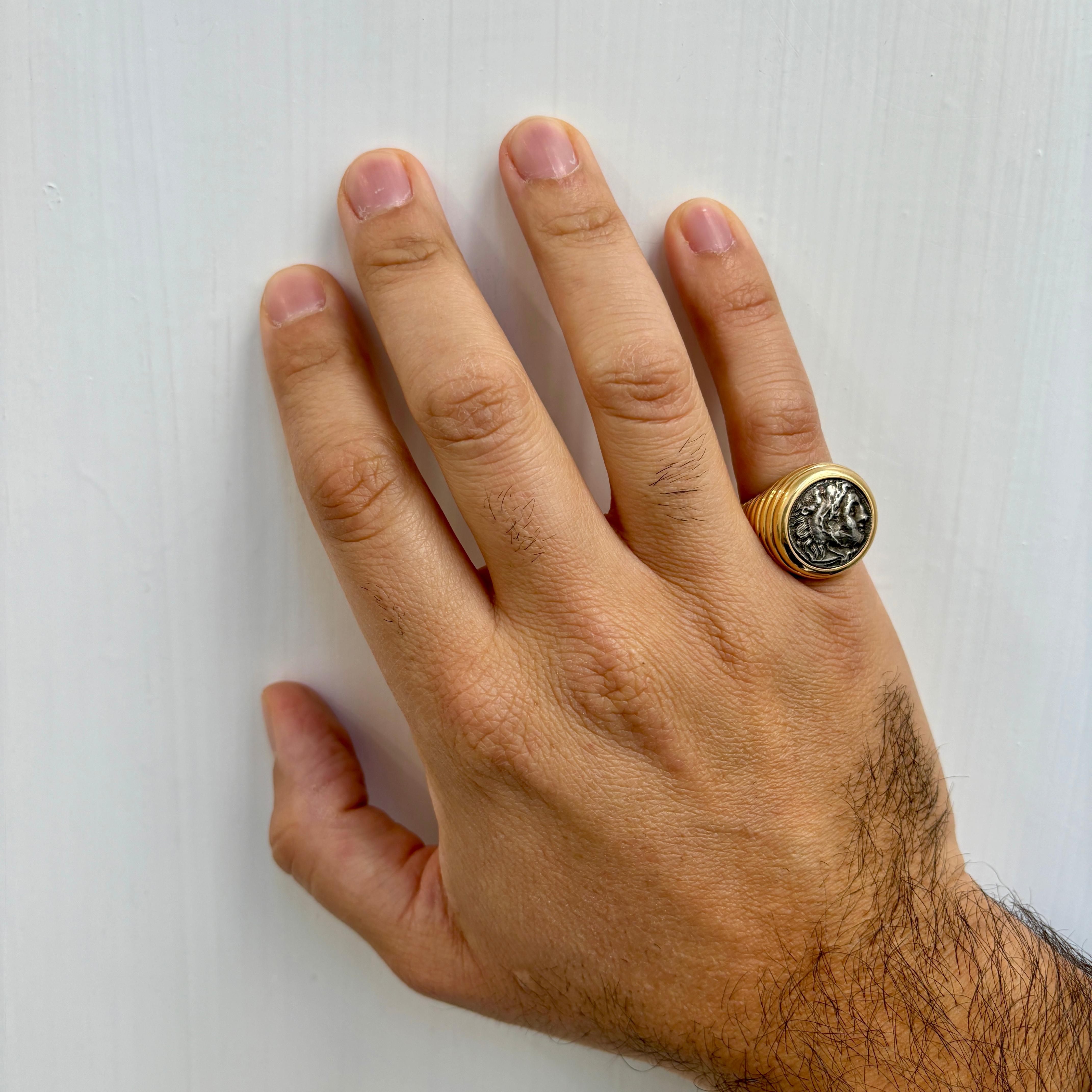 Bulgari Monete Antikes Silber Alessandro Magno Münze Gold Bold Ring 5