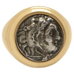 Bulgari Monete Antikes Silber Alessandro Magno Münze Gold Bold Ring