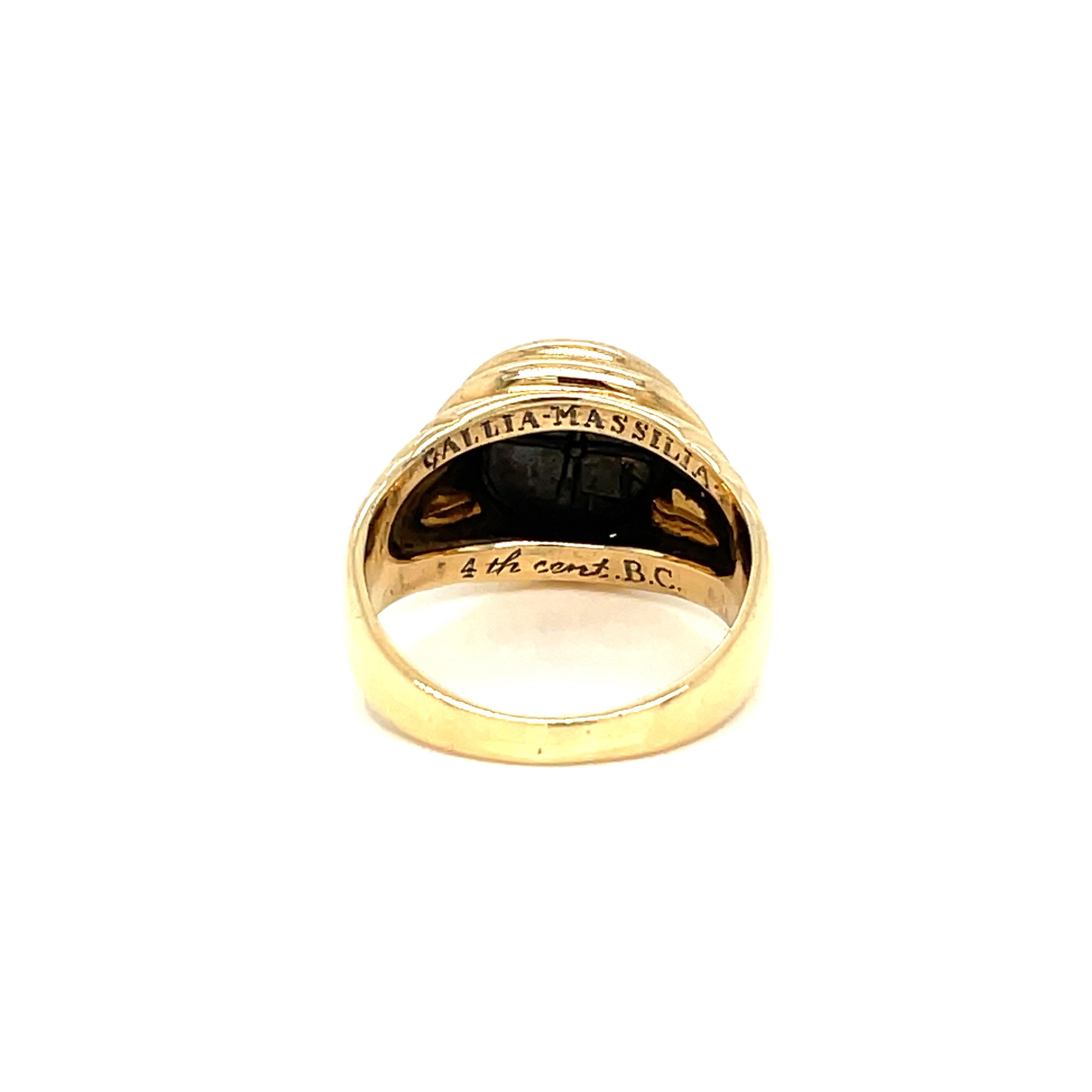 Women's or Men's Bulgari Monete Ancient Silver Coin Gold Bold Ring