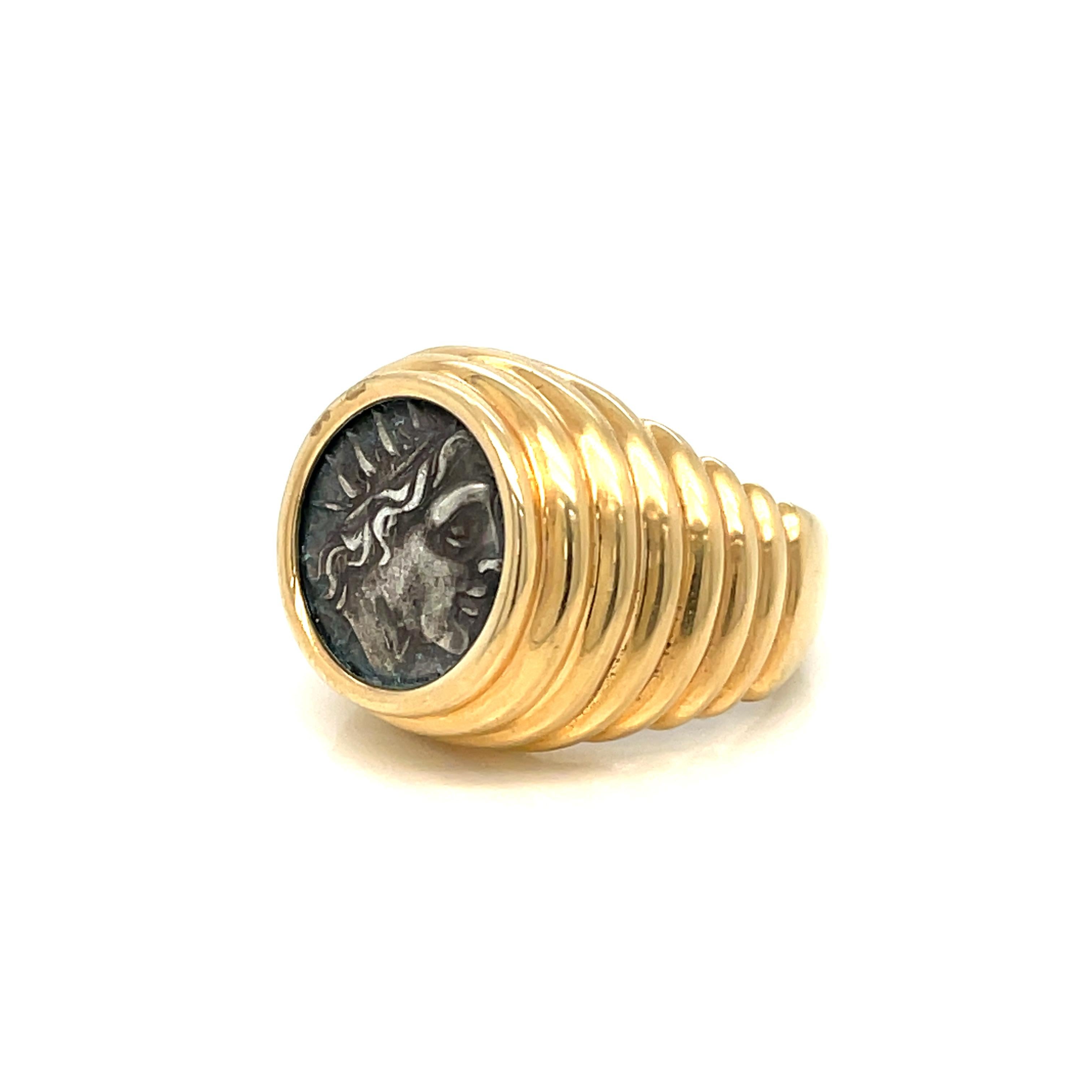 Bulgari Monete Antike Silbermünze Gold Bold Ring 3