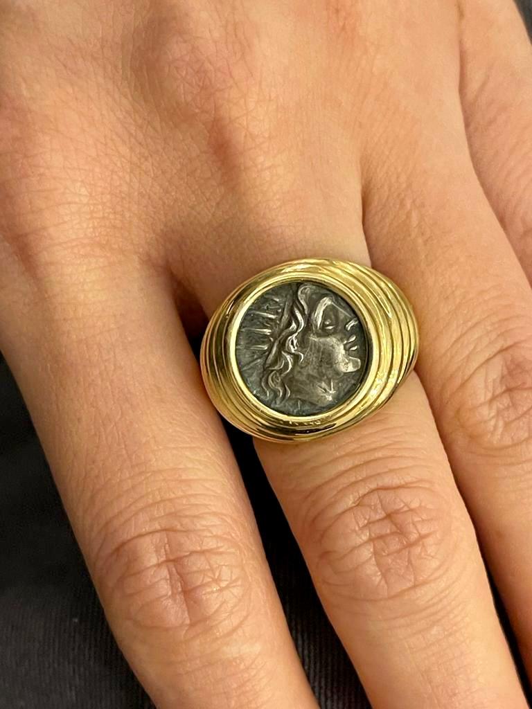 Bulgari Monete Ancient Silver Coin Gold Bold Ring 1
