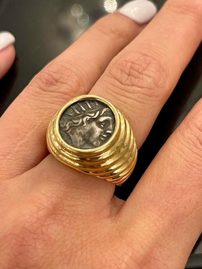 Bulgari Monete Ancient Silver Coin Gold Bold Ring 2