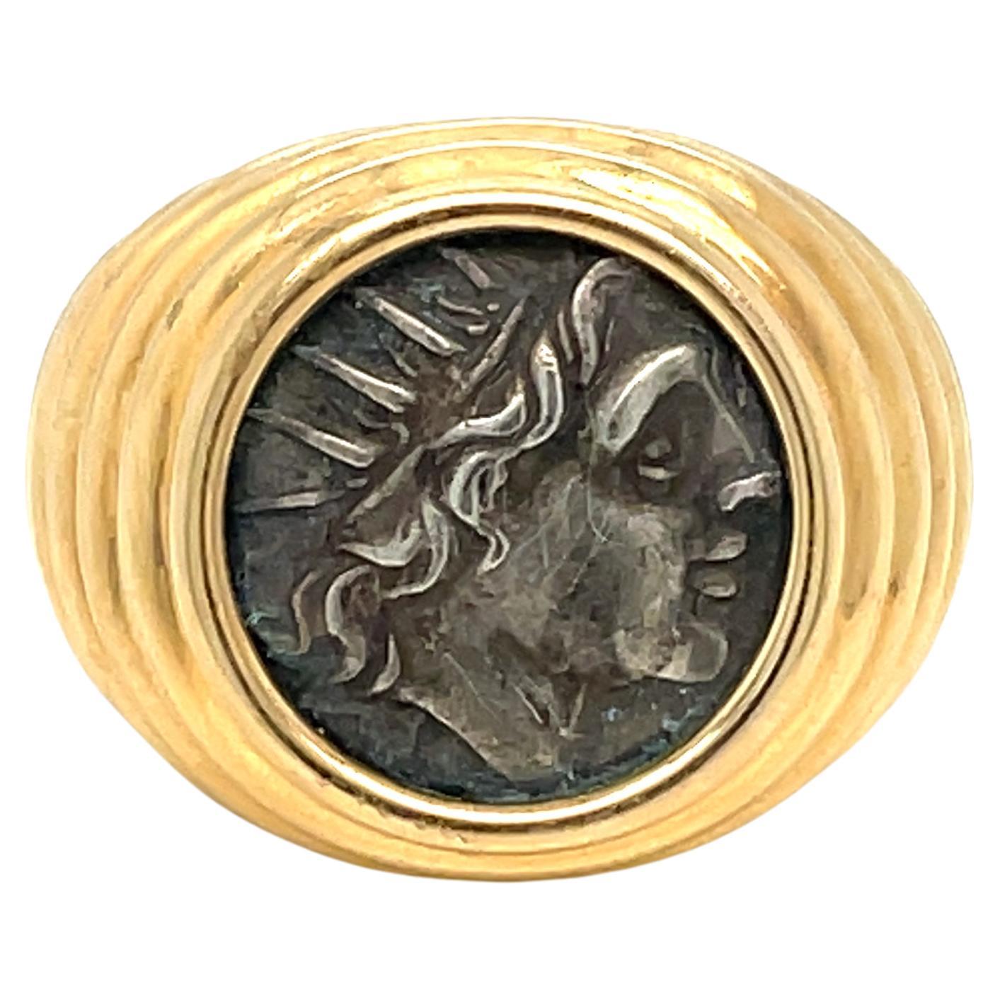 Bulgari Monete Ancient Silver Coin Gold Bold Ring