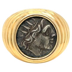 Bulgari Monete Ancient Silver Coin Gold Bold Ring