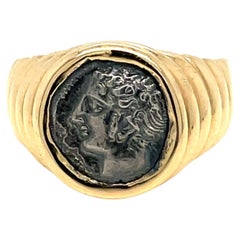 Retro Bulgari Monete Ancient Silver Coin Gold Bold Ring