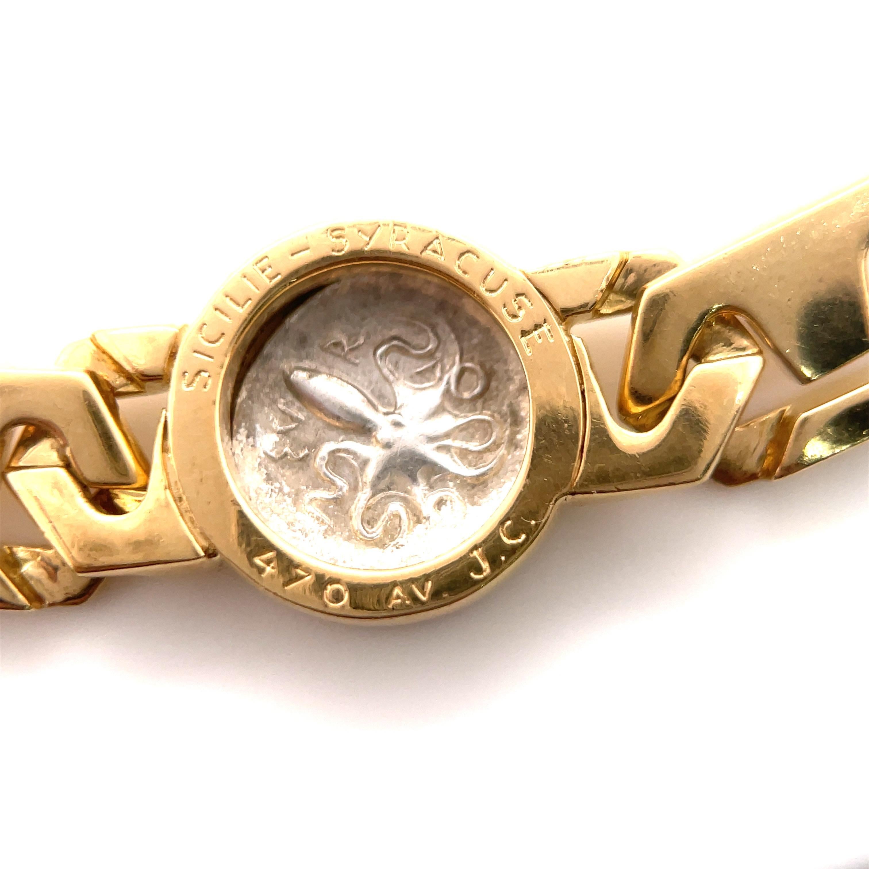 Bulgari Monete Ancient Silver Coin Necklace Bracelet Ring Set 18K Yellow Gold 3