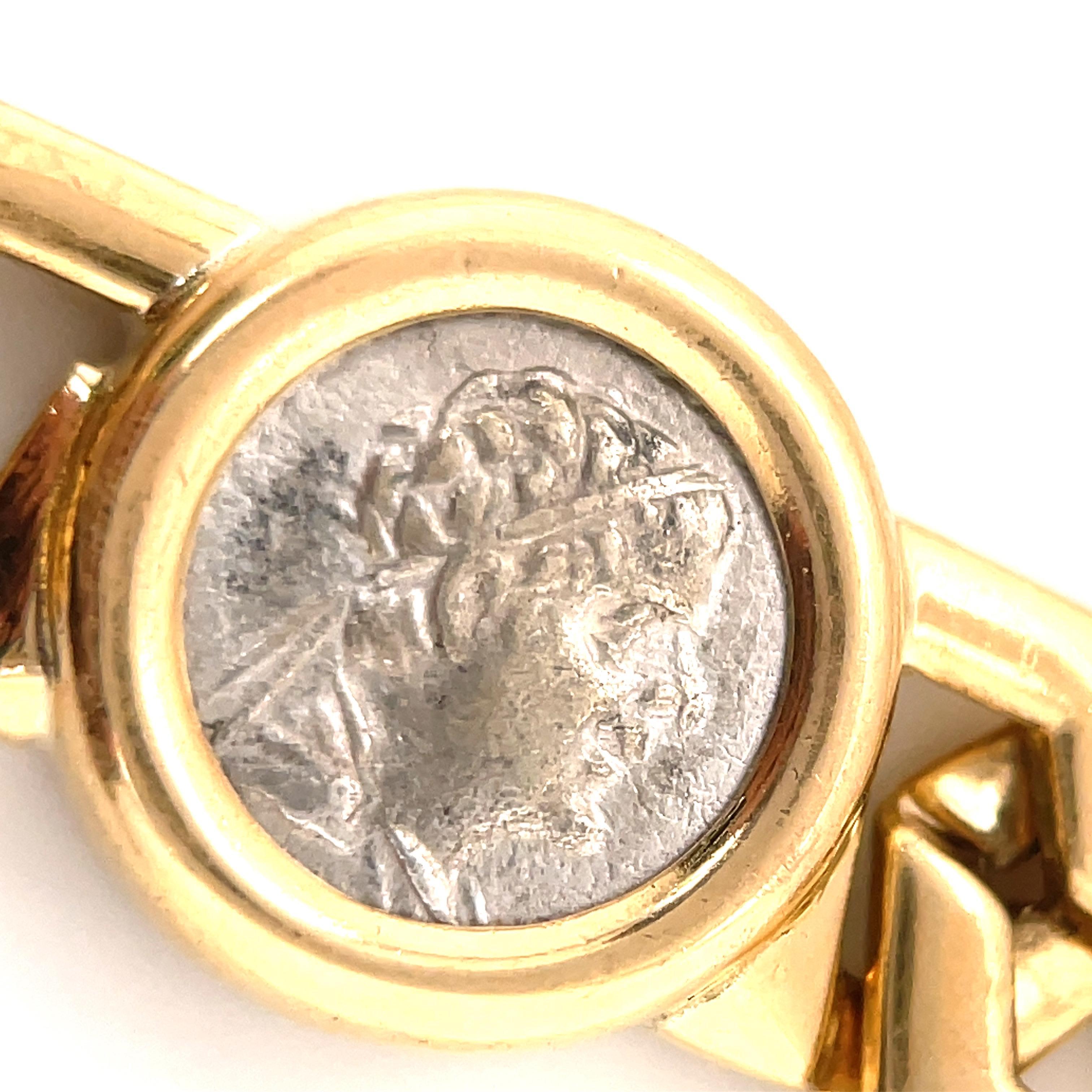 Bulgari Monete Ancient Silver Coin Necklace Bracelet Ring Set 18K Yellow Gold 4