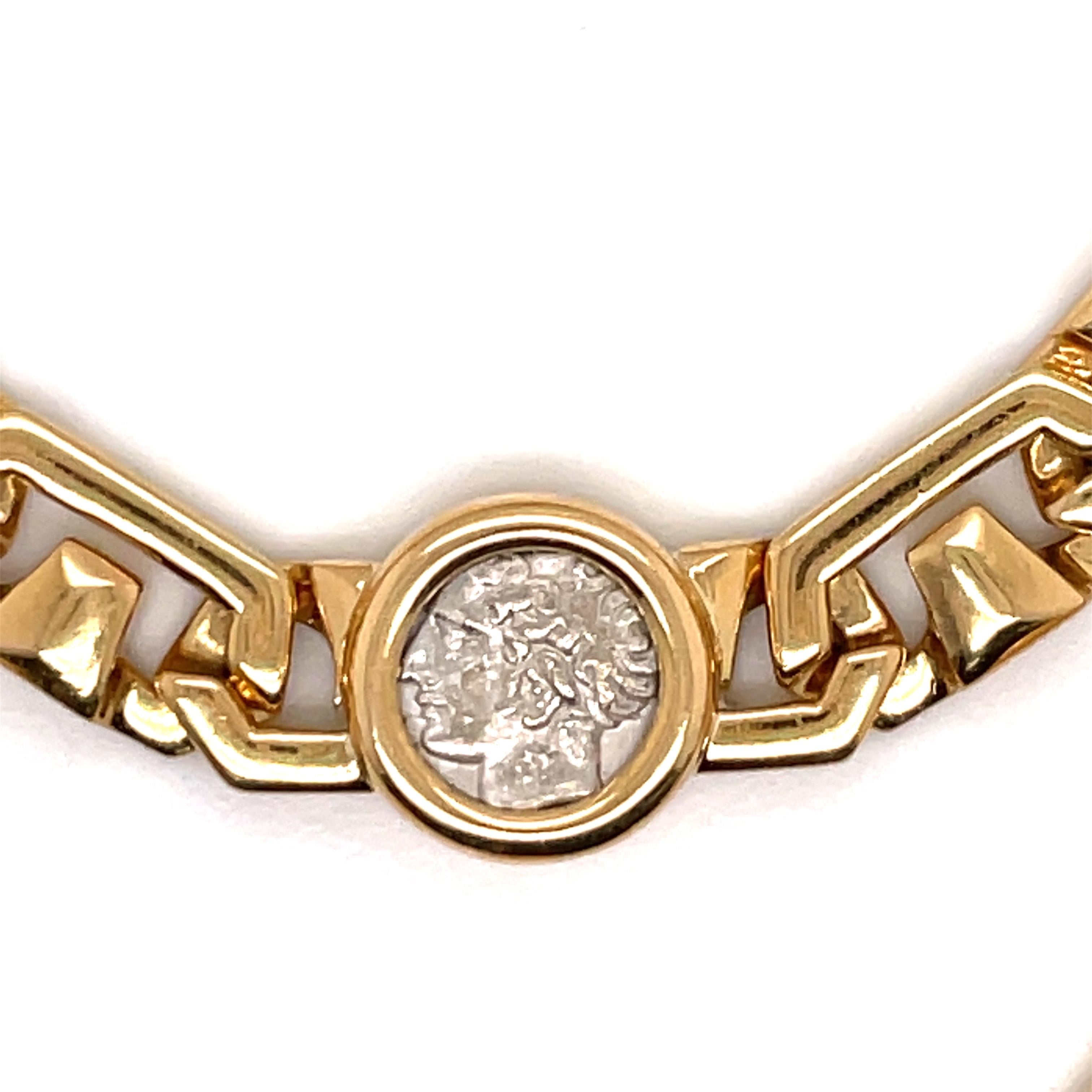 Bulgari Monete Ancient Silver Coin Necklace Bracelet Ring Set 18K Yellow Gold 7