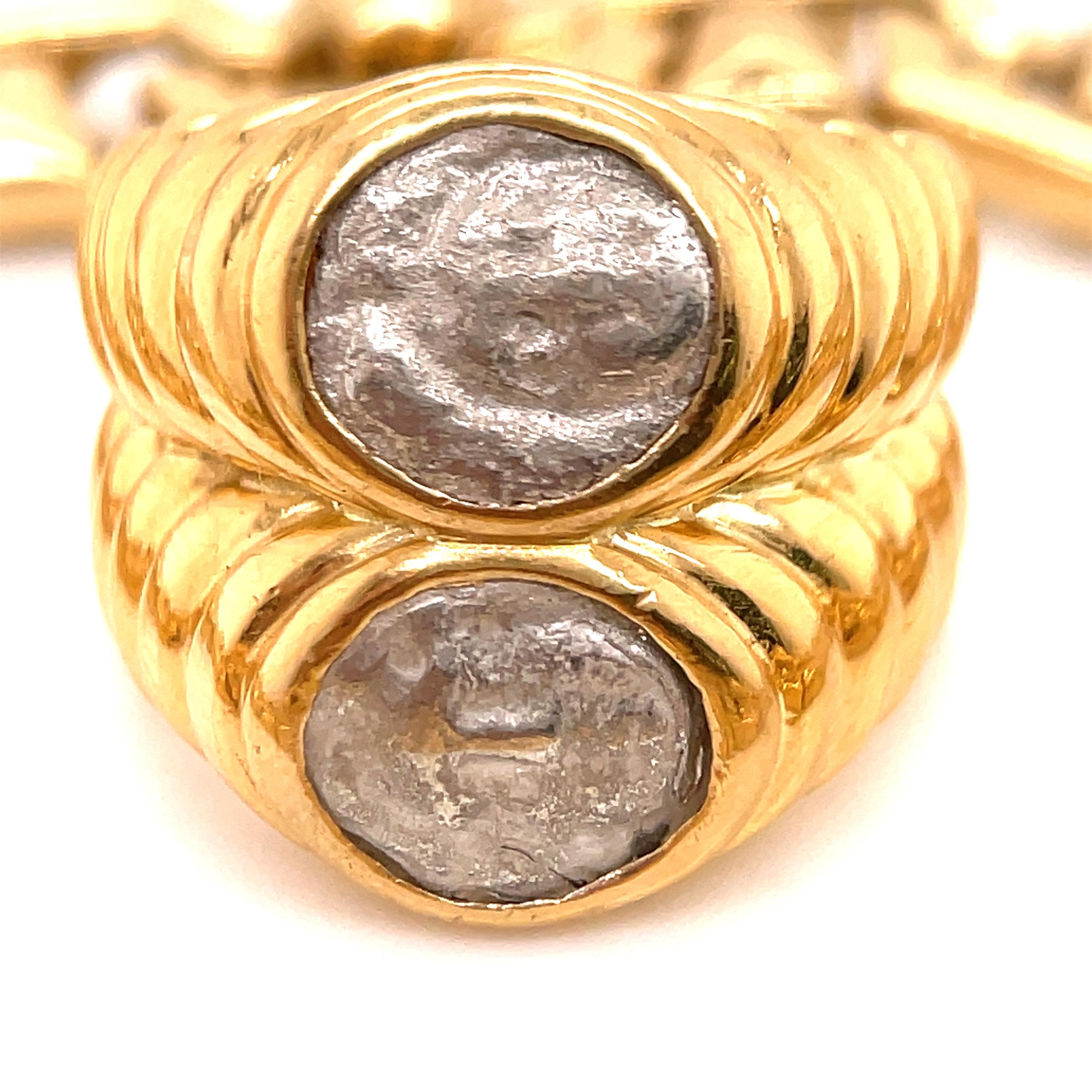 Bulgari Monete Ancient Silver Coin Necklace Bracelet Ring Set 18K Yellow Gold 10