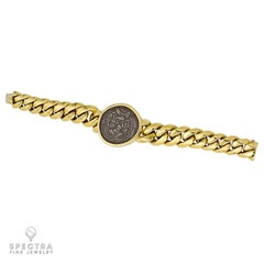 Bulgari Monete Kettenarmband, 18k Gold mit antiker Münze, 1990er Jahre