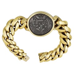 Bulgari Monete Kettenarmband, 18k Gold mit antiker Münze, 1990er Jahre