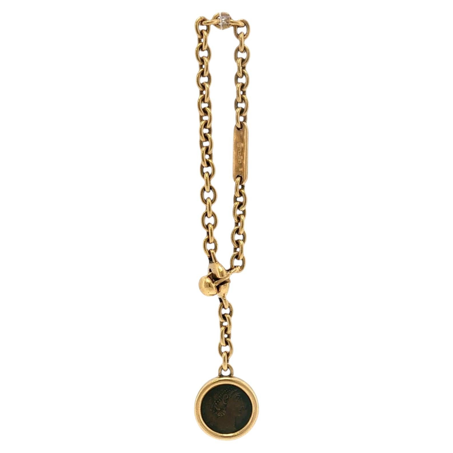 Bulgari Monete Coin Charm Keychain Constantius II Roman 18K Yellow Gold